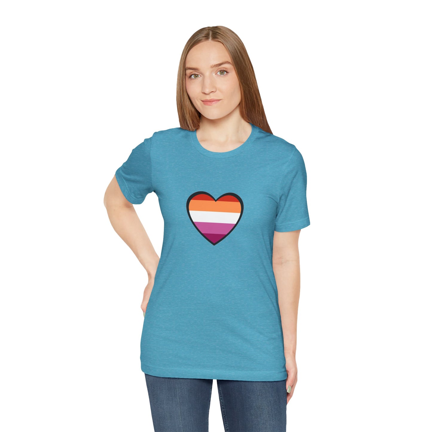 Lesbian Pride Flag Heart T-Shirt – Bold LGBTQ+ Graphic Tee - WhimSpin - https://whimspin.com