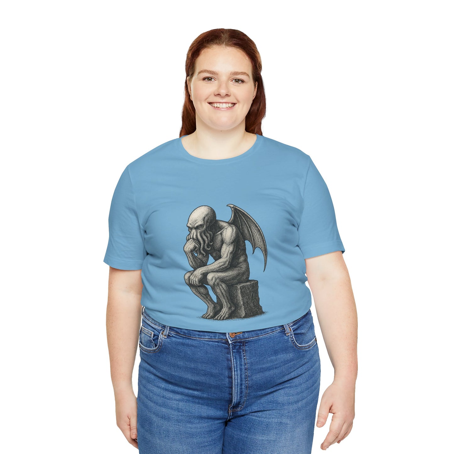 Cthulhu The Thinker Tee – Lovecraftian Parody Shirt