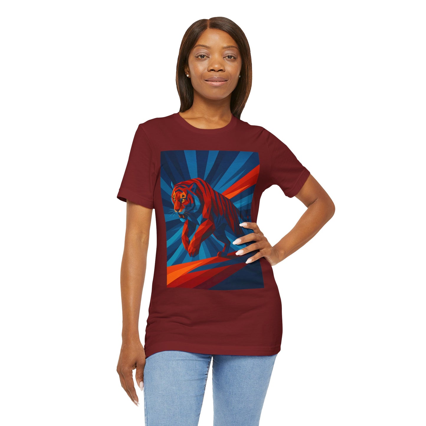 Geometric Tiger T-Shirt – Bold Jungle Animal Tee in Abstract Style - WhimSpin - https://whimspin.com