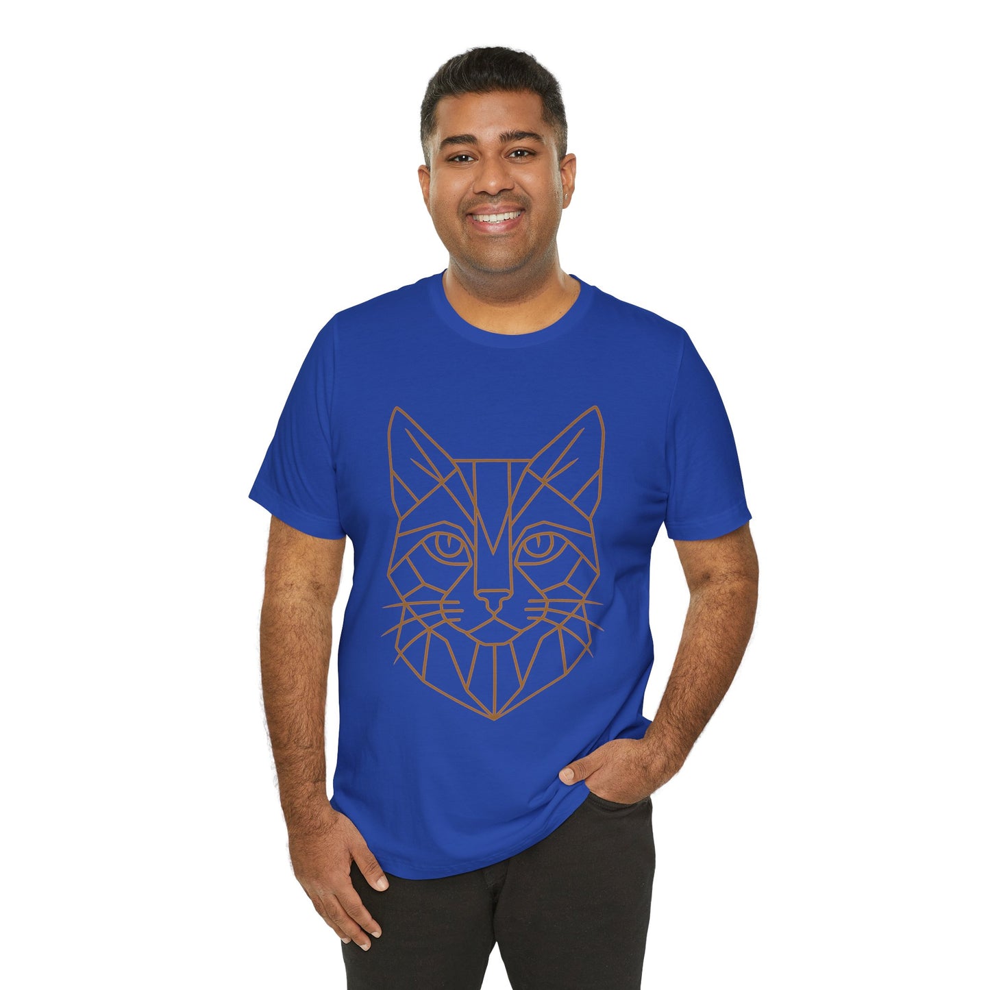 Geometric Cat T-Shirt – Minimalist Line Art Tee - WhimSpin - https://whimspin.com
