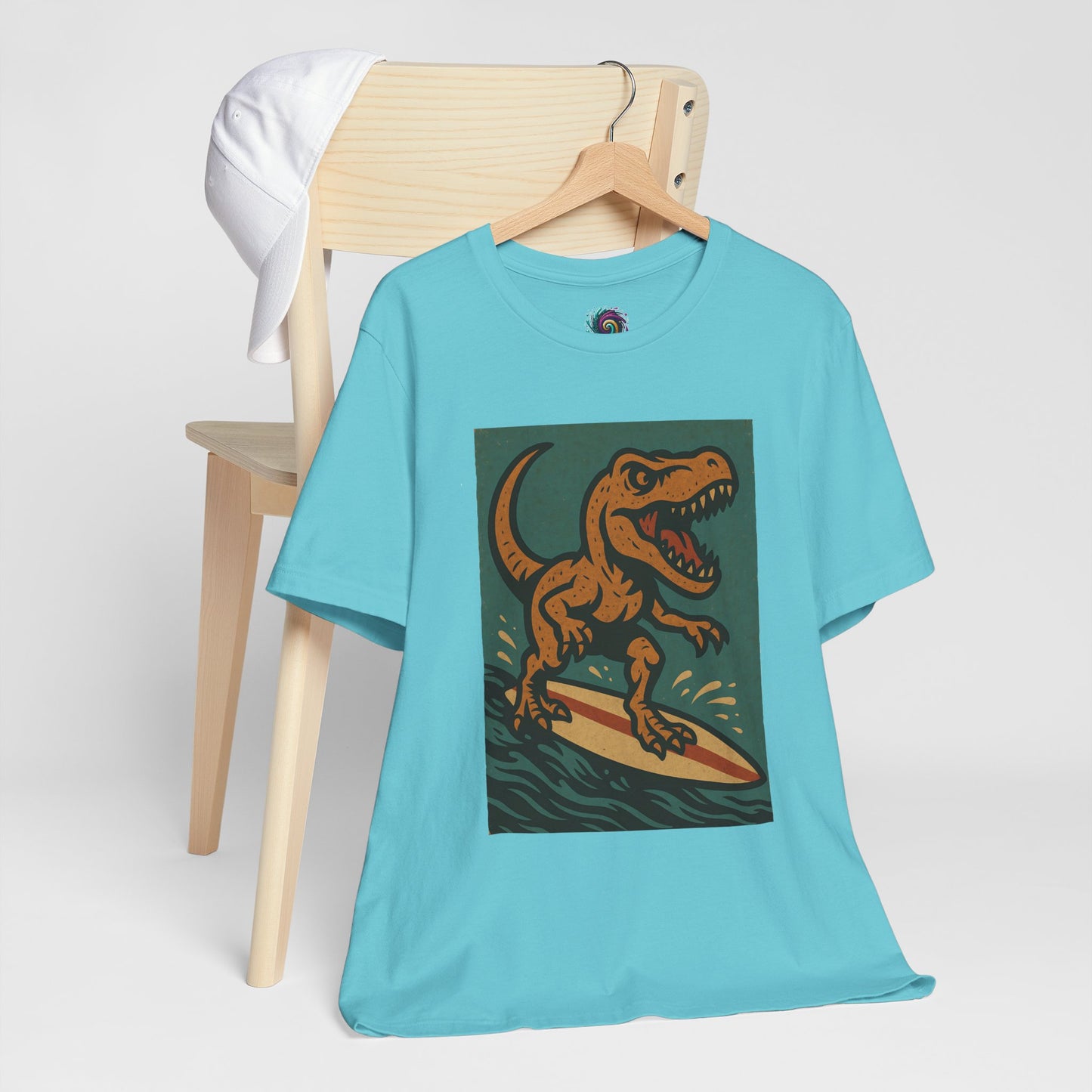 Surfing T-Rex T-Shirt – Funny Dinosaur Surfing Graphic Tee