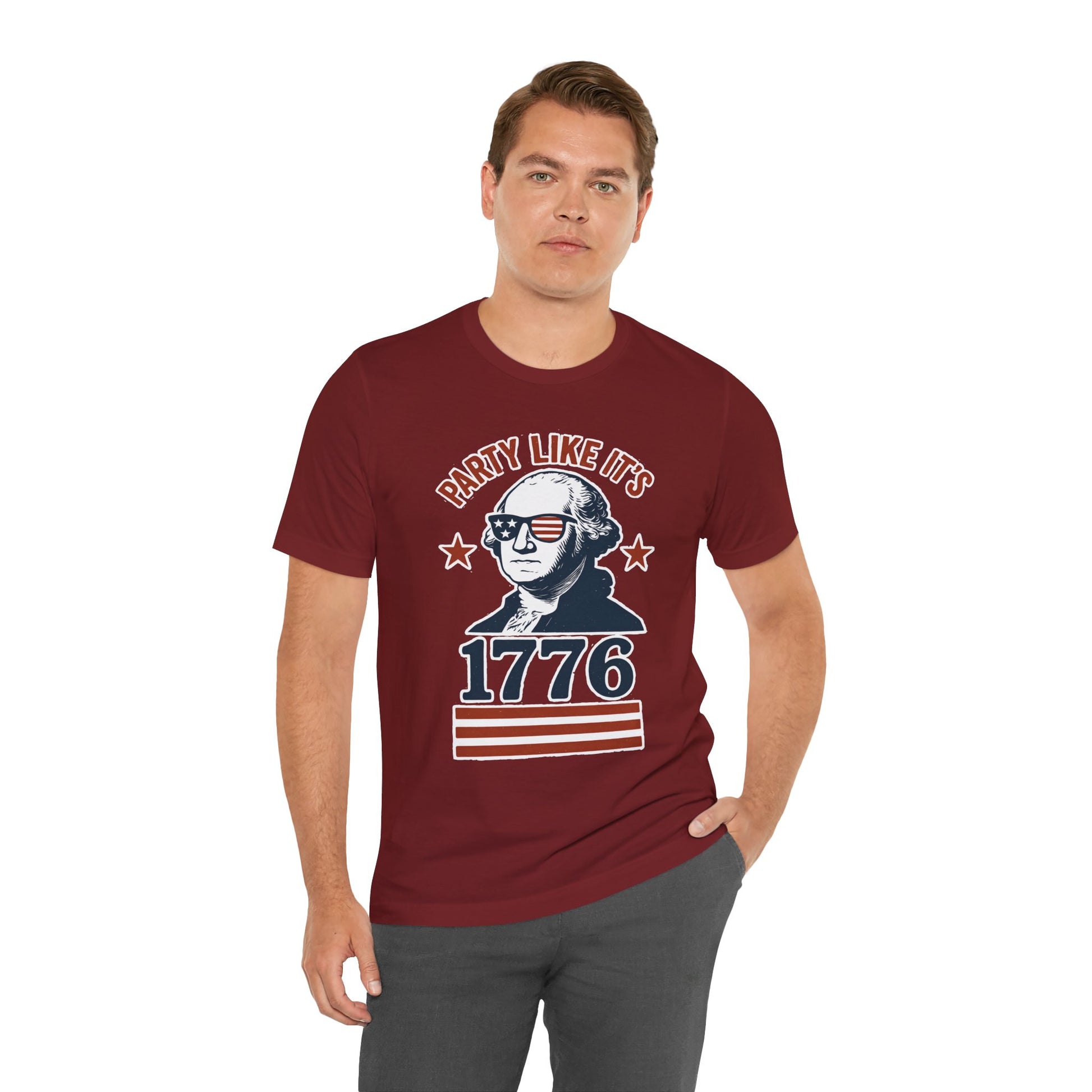 Party Like It's 1776 T-Shirt – Funny 4th of July Tee with George Washington Graphic - WhimSpin - https://whimspin.com