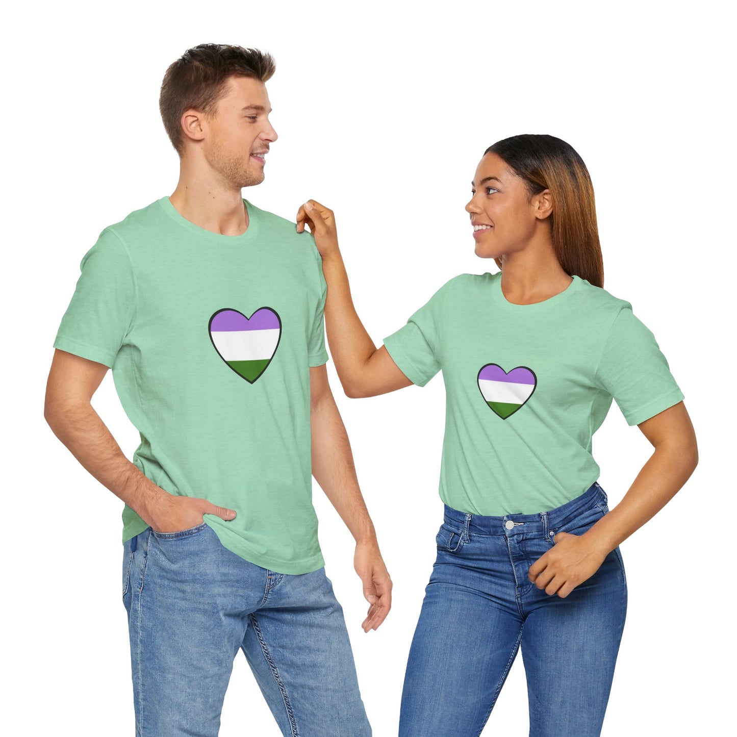 Genderqueer Flag Heart T-Shirt – Unisex LGBTQ+ Graphic Tee