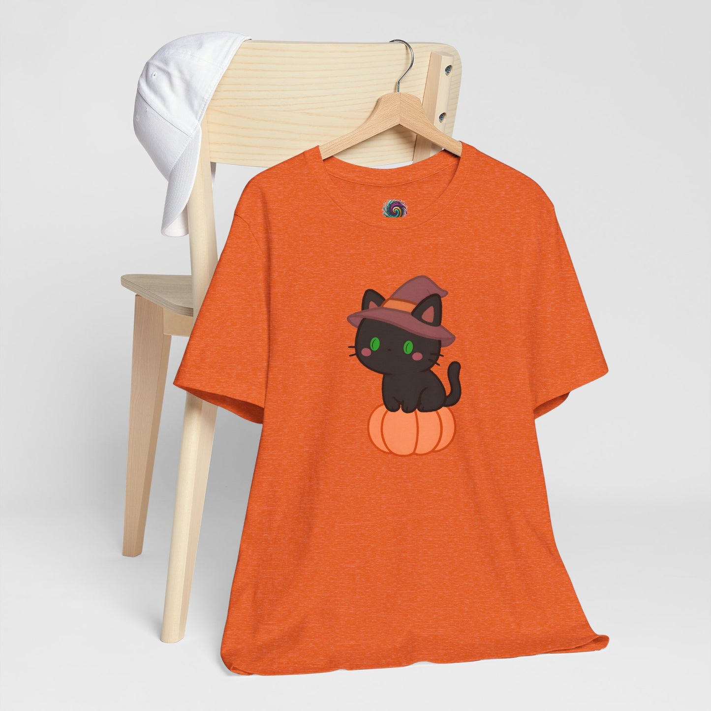 Halloween Cat Shirt – Cute Cat on a Pumpkin Graphic Tee