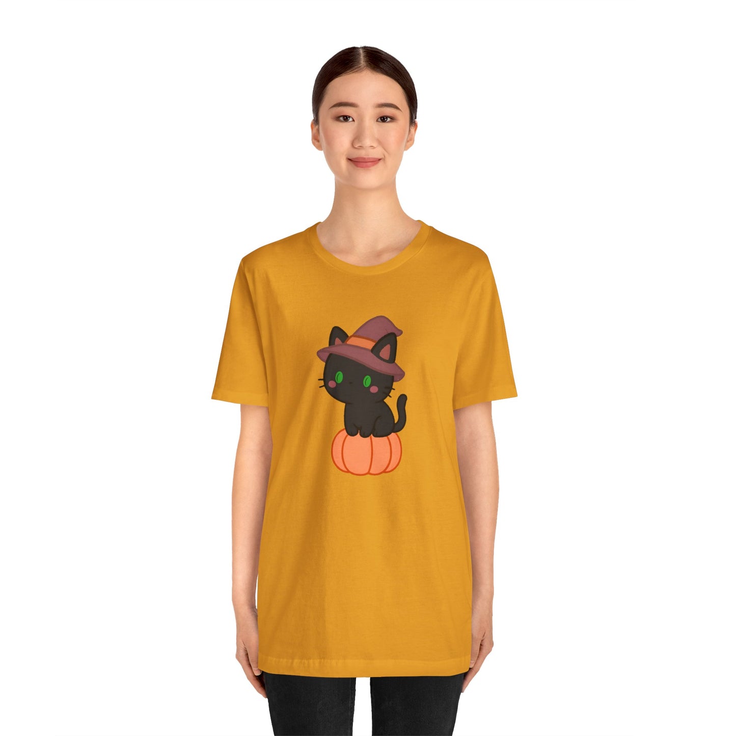 Halloween Cat Shirt – Cute Cat on a Pumpkin Graphic Tee