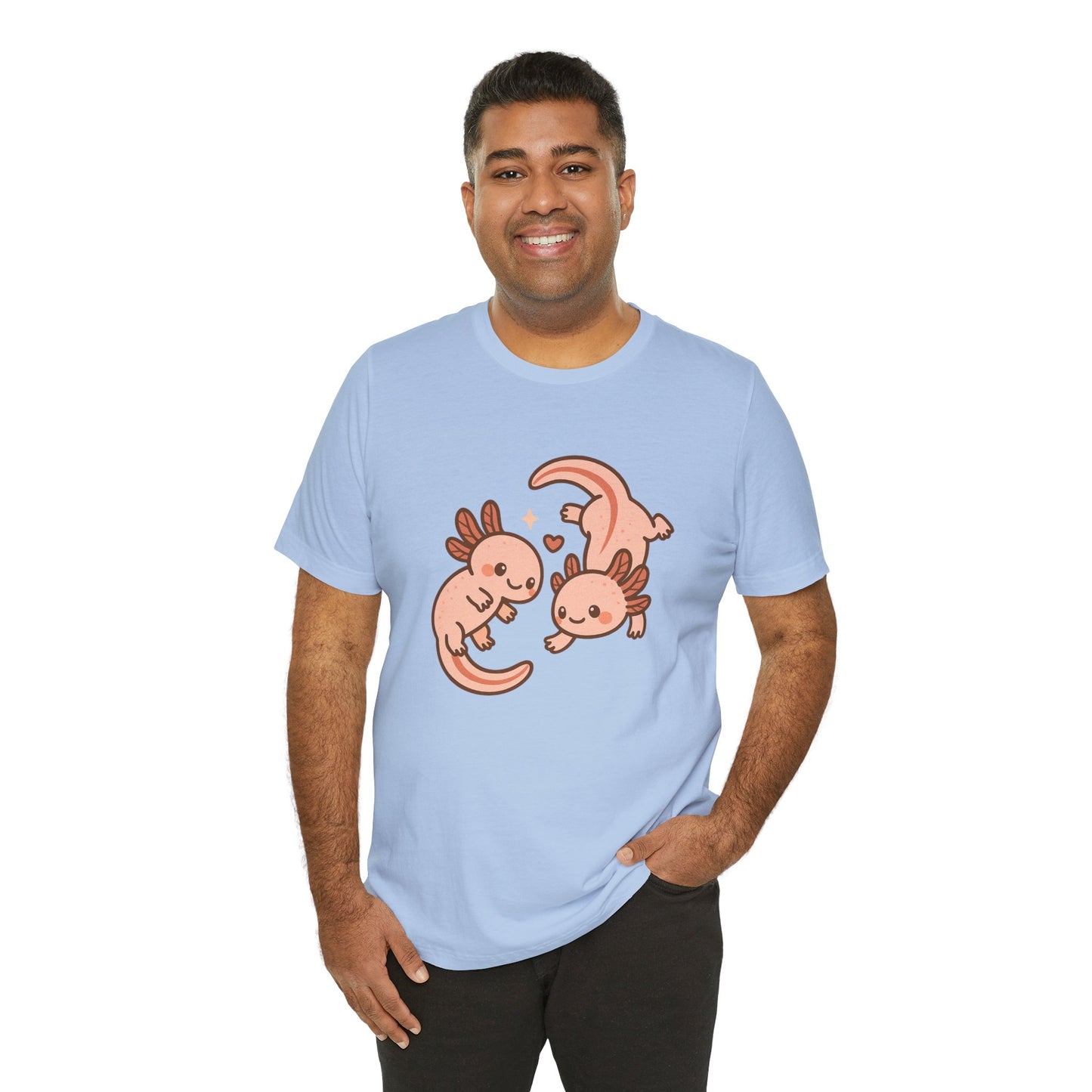 Kawaii Axolotl T-Shirt – Cute Tee with Smiling Axolotls - WhimSpin - https://whimspin.com