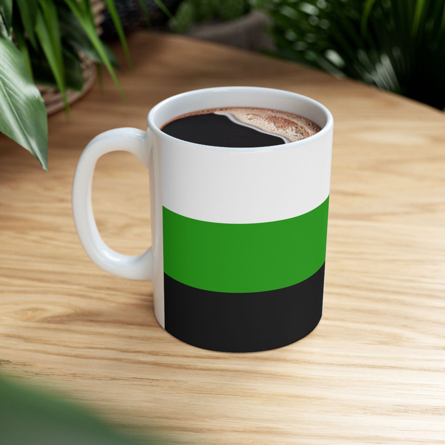 Neutrois Pride Flag Cup – White, Green & Black LGBTQ+ Ceramic Mug - WhimSpin