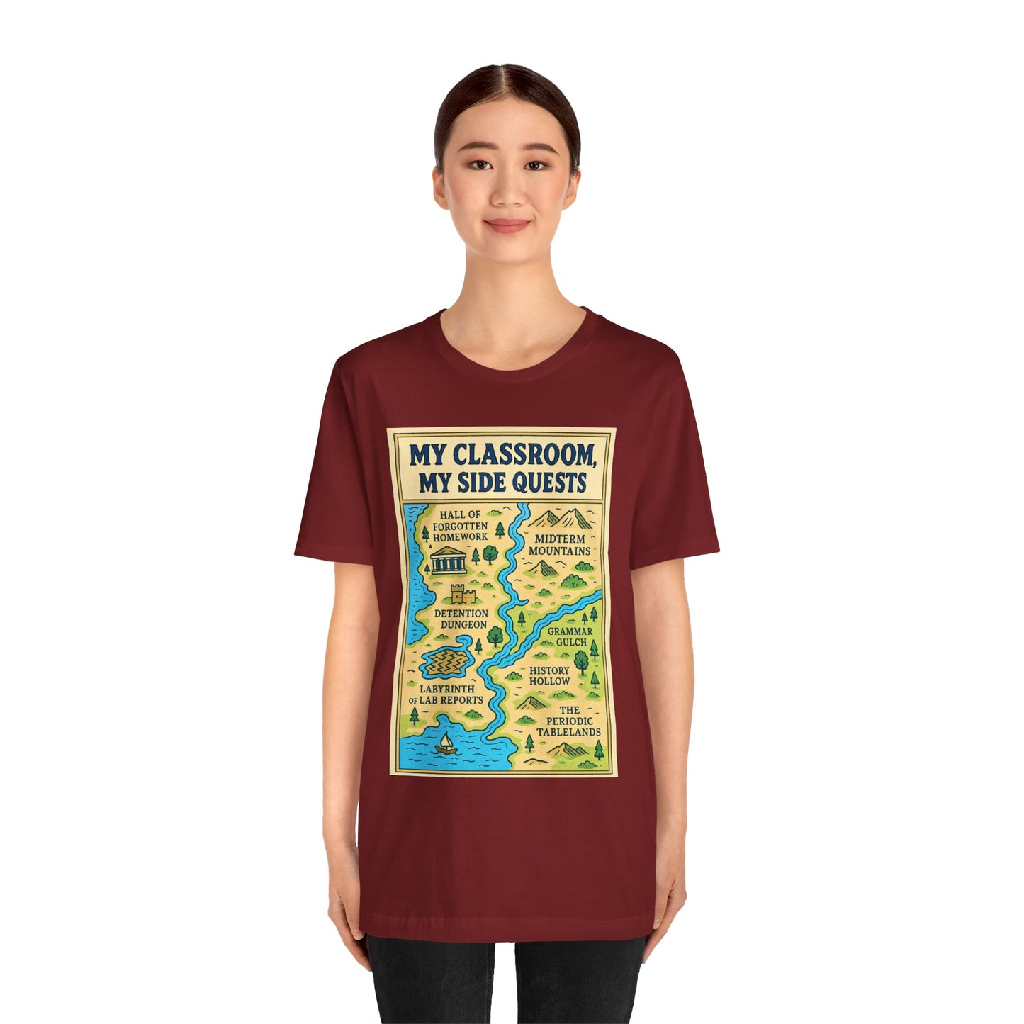 My Classroom, My Side Quests T-Shirt – RPG Map Tee for Teachers