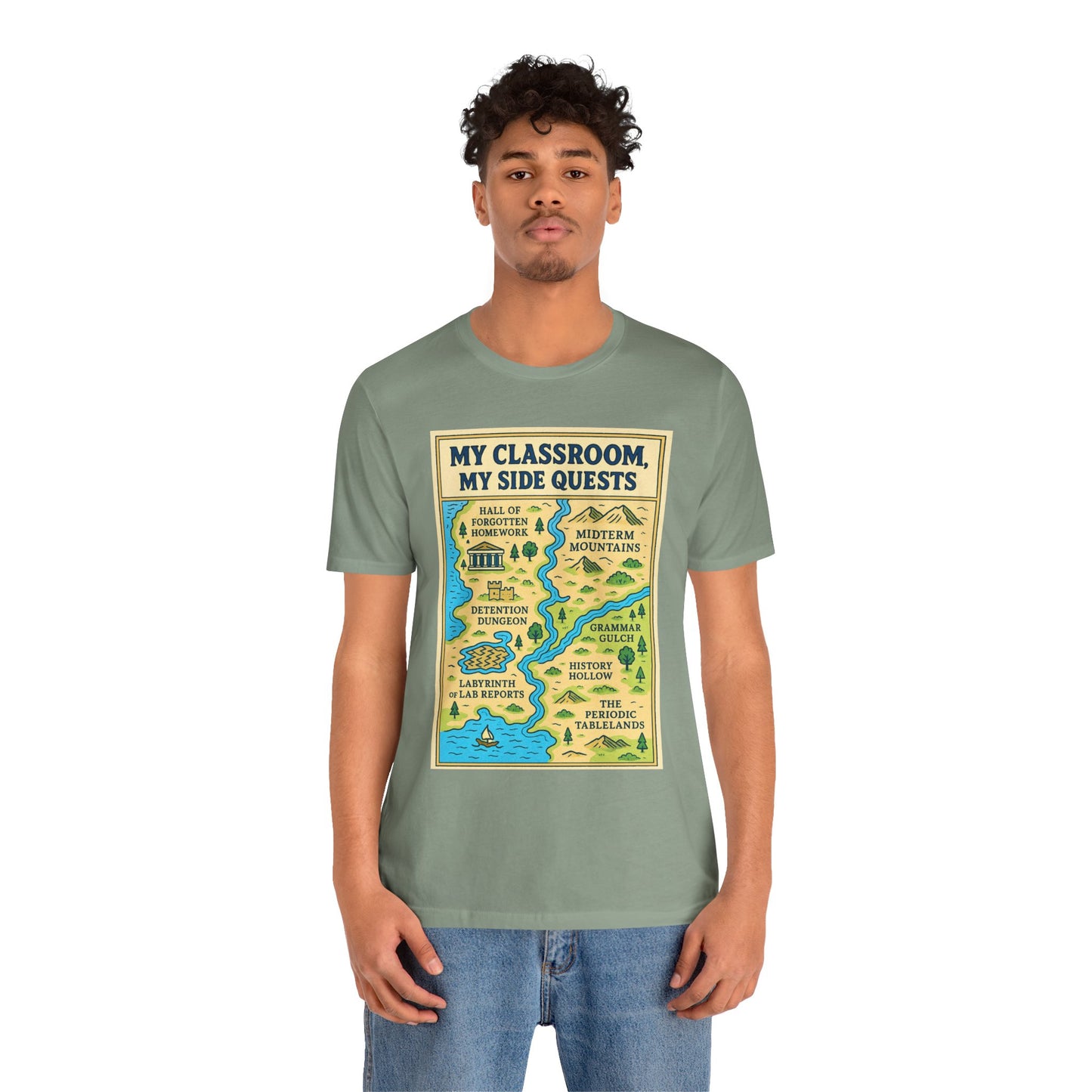 My Classroom, My Side Quests T-Shirt – RPG Map Tee for Teachers