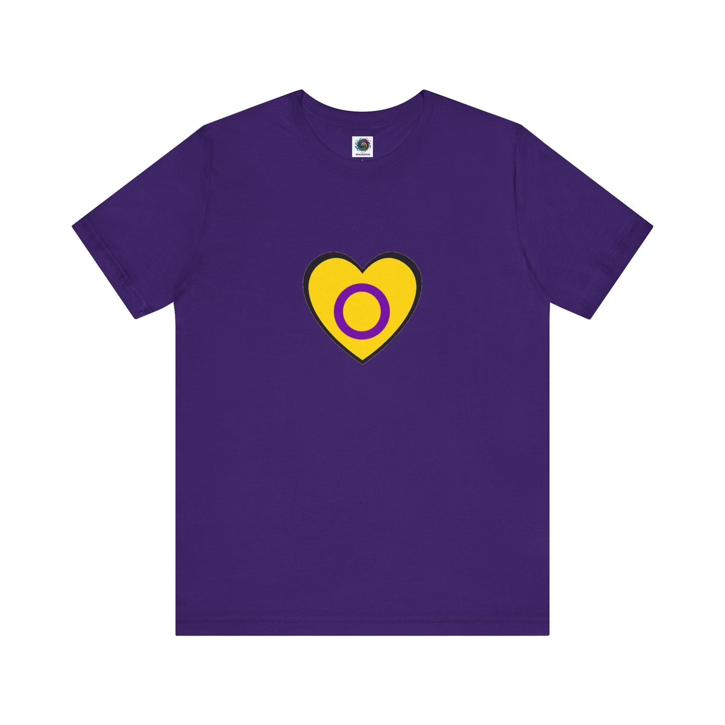 Intersex Pride Flag Heart T-Shirt – Minimalist LGBTQ+ Support Tee - WhimSpin - https://whimspin.com