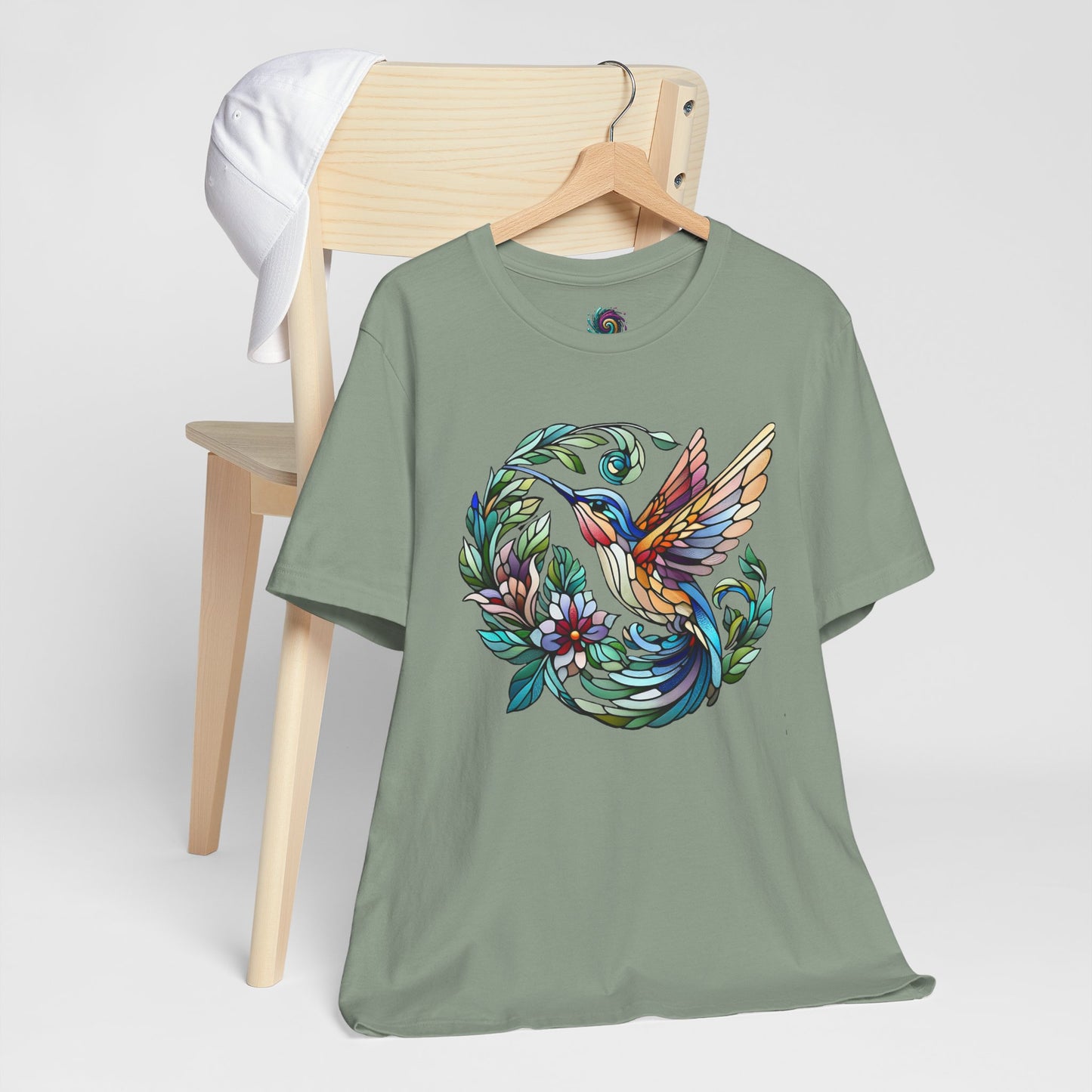 Stained Glass Hummingbird Tee – Vibrant Nature Shirt