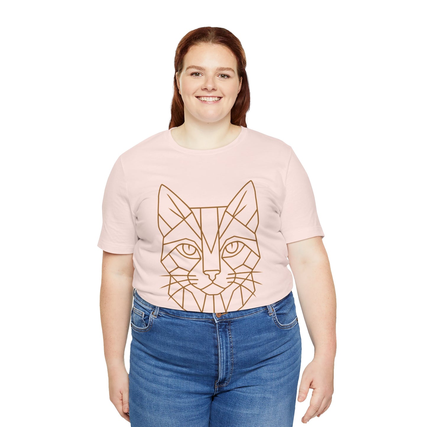 Geometric Cat T-Shirt – Minimalist Line Art Tee - WhimSpin - https://whimspin.com