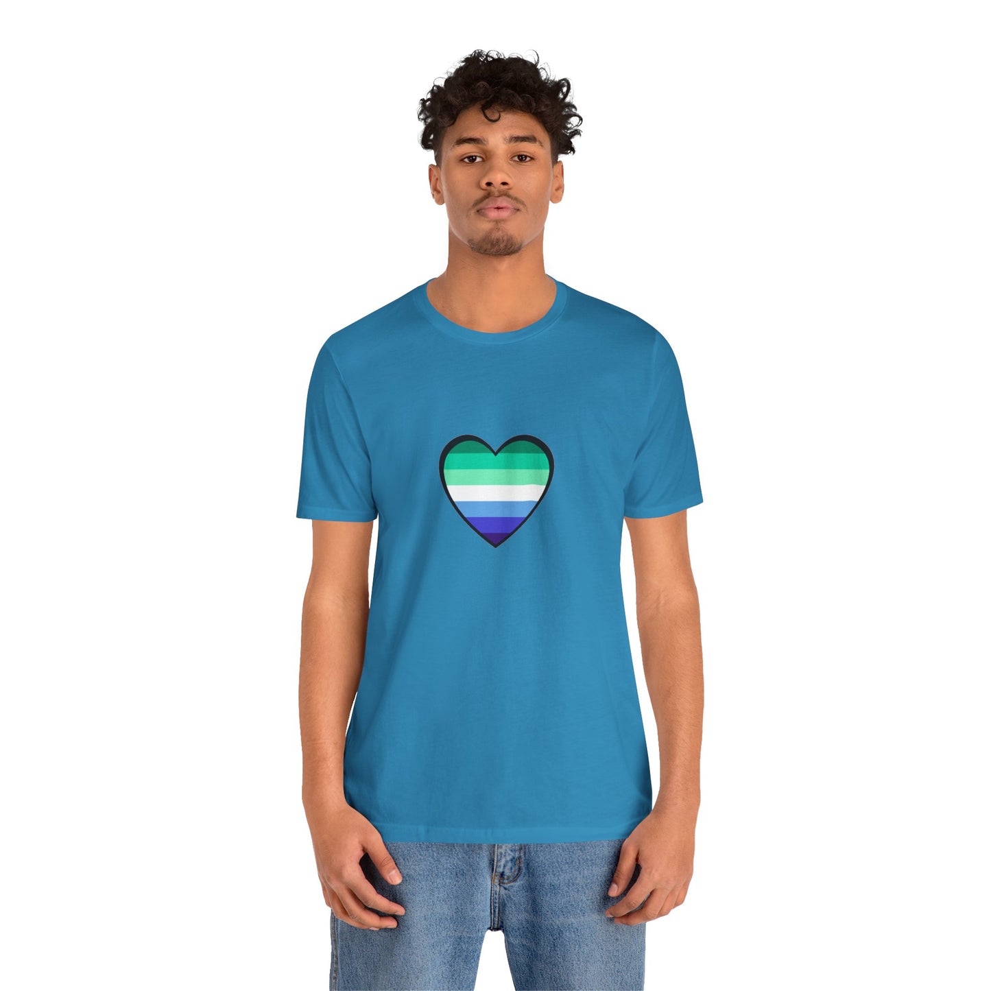 Gay Men’s Pride Flag Heart T-Shirt – LGBTQ+ Flag Design on Unisex Tee