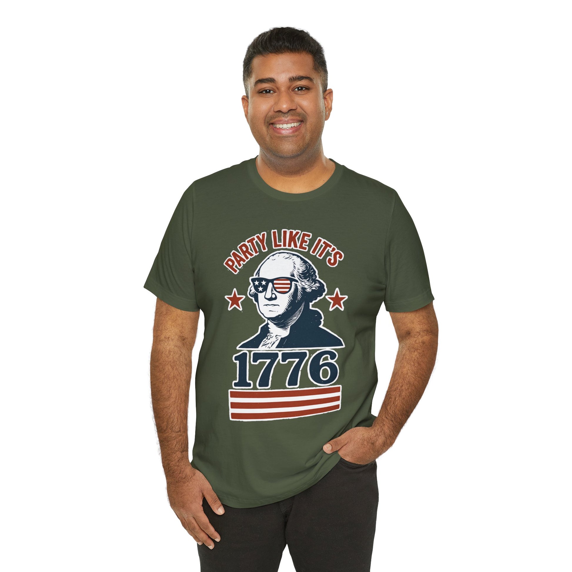 Party Like It's 1776 T-Shirt – Funny 4th of July Tee with George Washington Graphic - WhimSpin - https://whimspin.com
