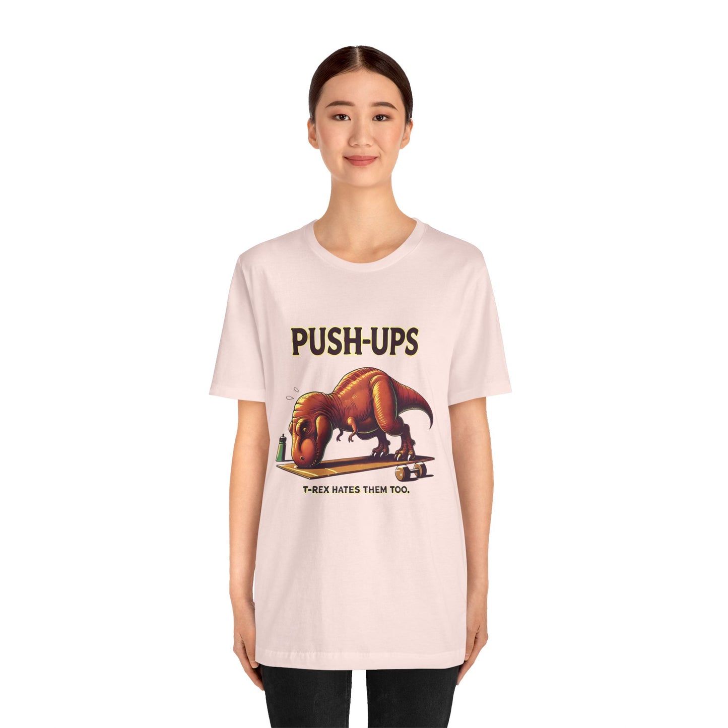T-Rex Push-Up Graphic Tee – Funny Dinosaur Workout Graphic Shirt