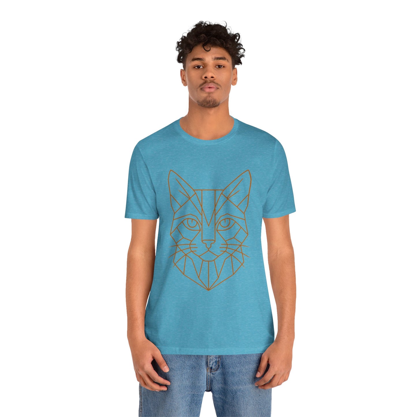 Geometric Cat T-Shirt – Minimalist Line Art Tee - WhimSpin - https://whimspin.com