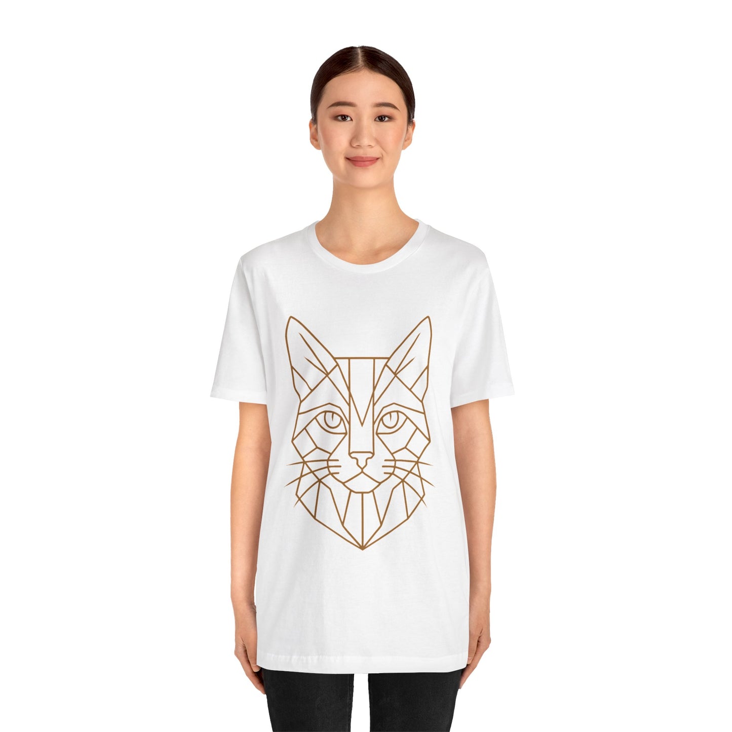 Geometric Cat T-Shirt – Minimalist Line Art Tee - WhimSpin - https://whimspin.com