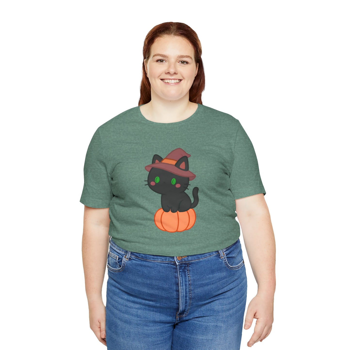 Halloween Cat Shirt – Cute Cat on a Pumpkin Graphic Tee