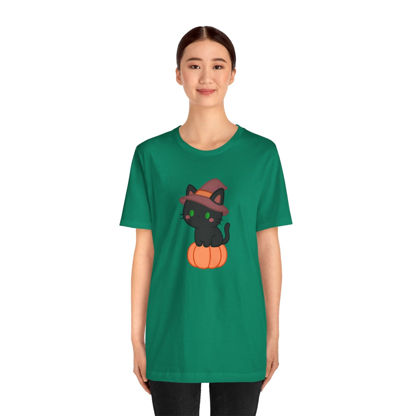Halloween Cat Shirt – Cute Cat on a Pumpkin Graphic Tee