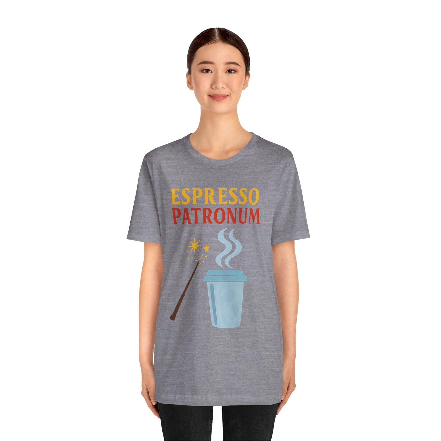 Espresso Patronum T-Shirt – Funny Coffee & Wizard Parody Tee