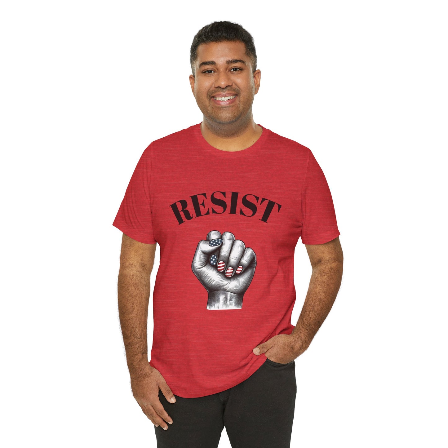 Resist Feminist Power Fist Tee – USA Flag Nails Protest Shirt - WhimSpin - https://whimspin.com