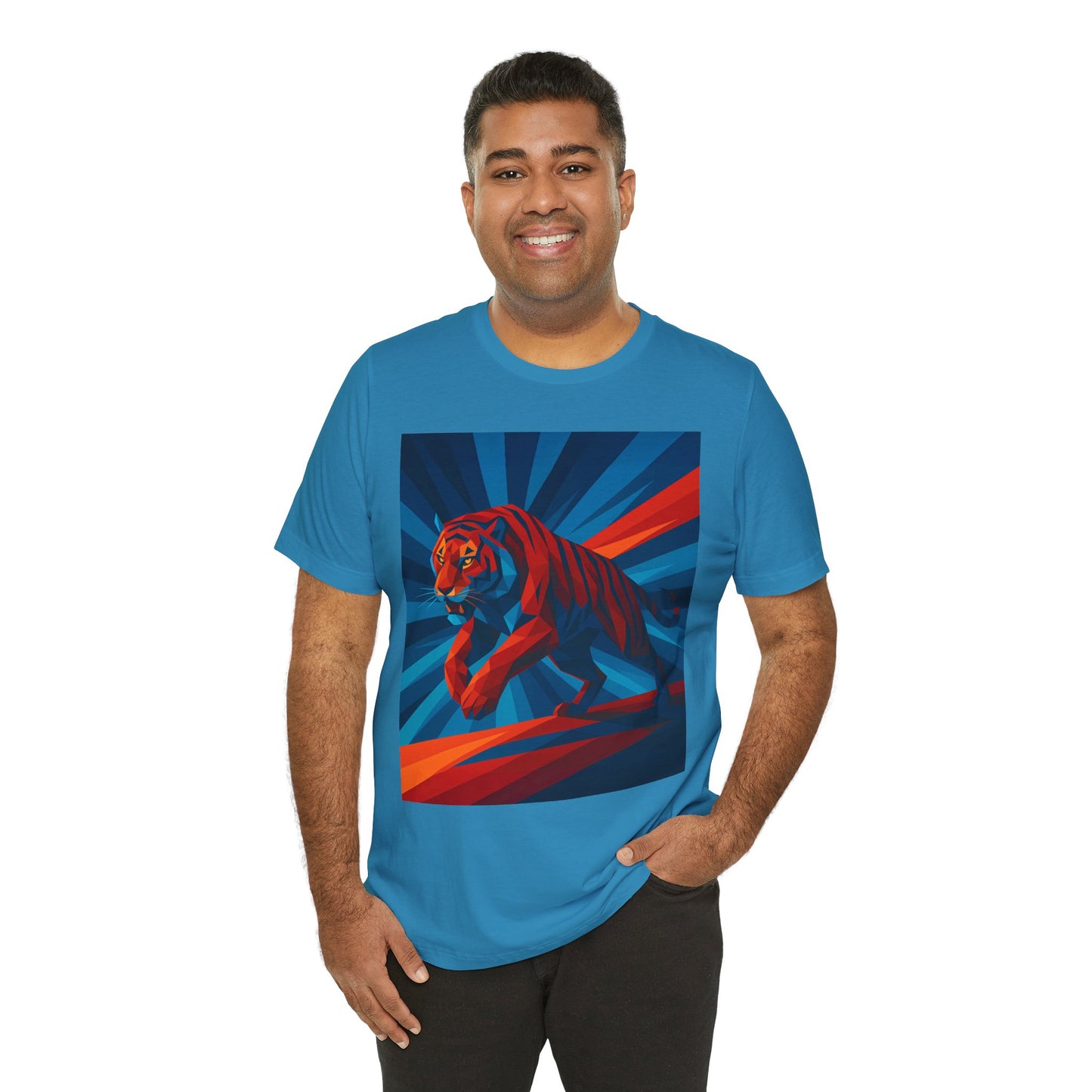 Geometric Tiger T-Shirt – Bold Jungle Animal Tee in Abstract Style - WhimSpin - https://whimspin.com