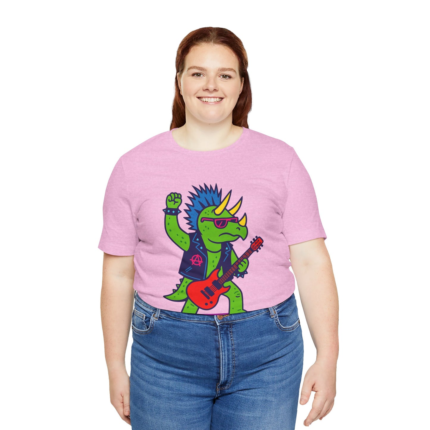 Punk Rocker Triceratops T-Shirt – Funny Dinosaur Tee for Adults