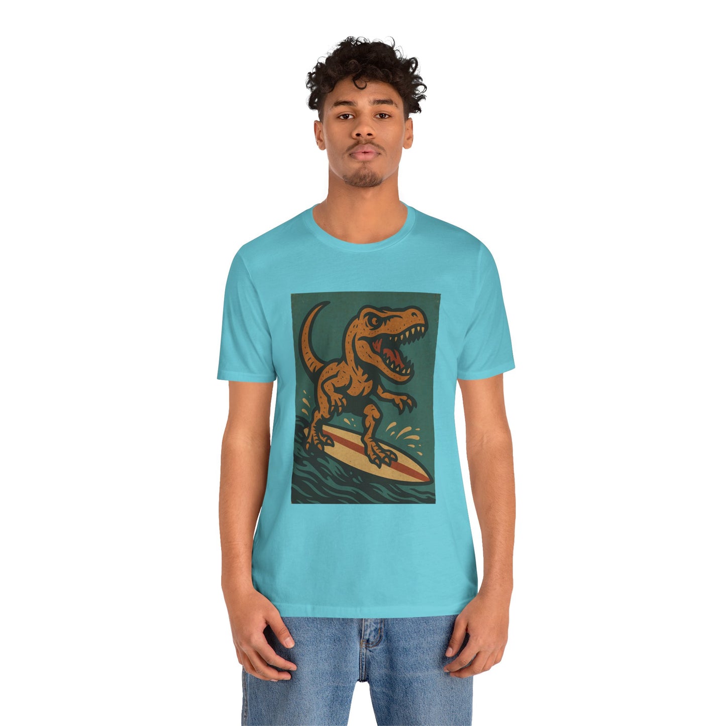 Surfing T-Rex T-Shirt – Funny Dinosaur Surfing Graphic Tee