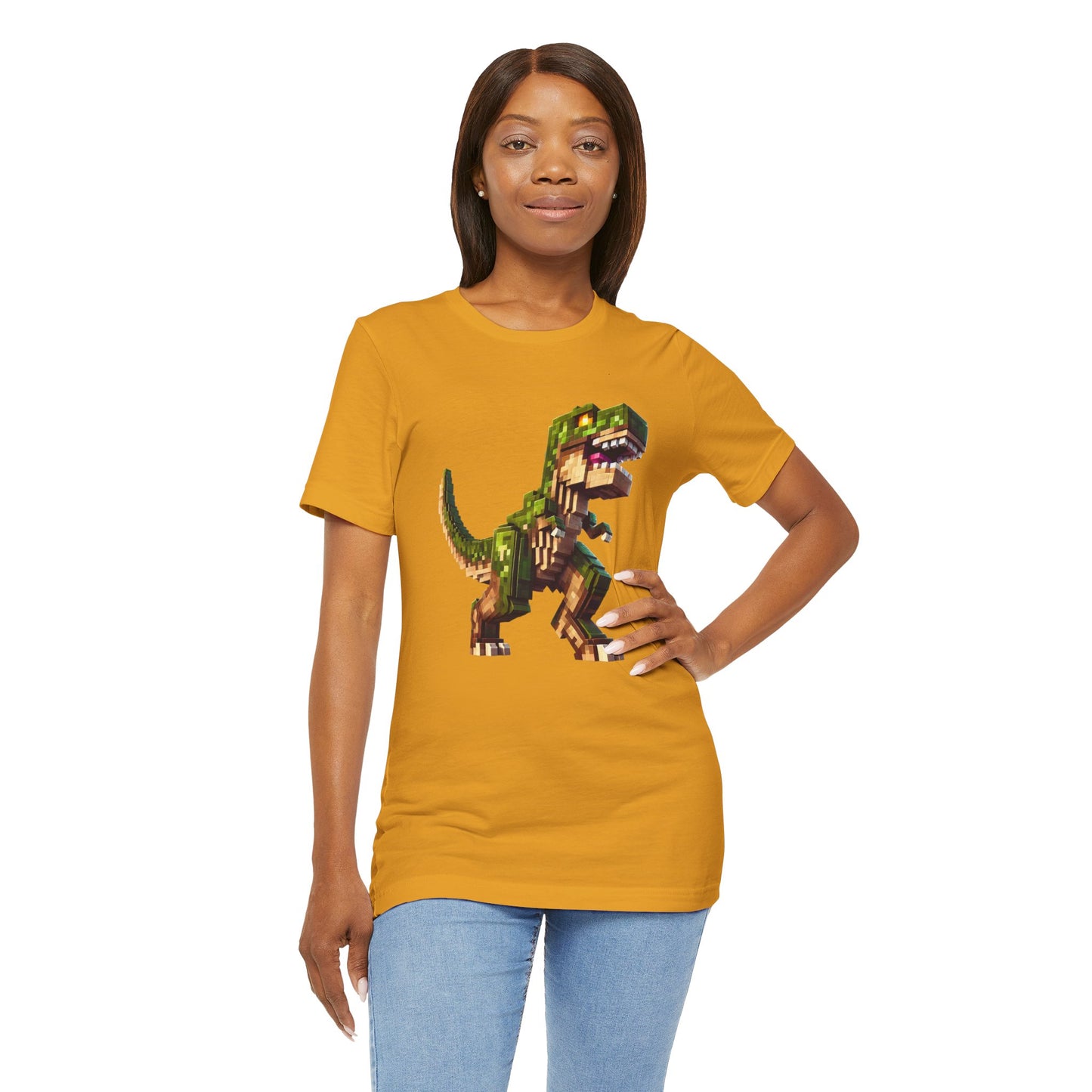 Pixel Dinosaur T-Shirt – Retro Dino Graphic Tee for Adults