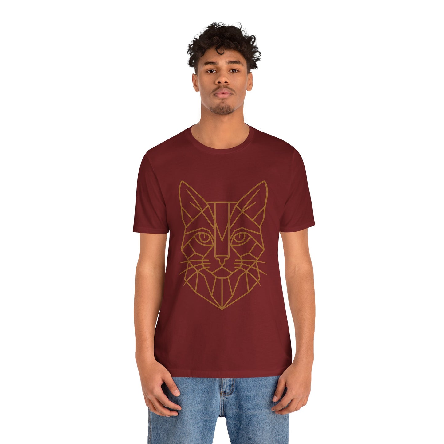 Geometric Cat T-Shirt – Minimalist Line Art Tee - WhimSpin - https://whimspin.com