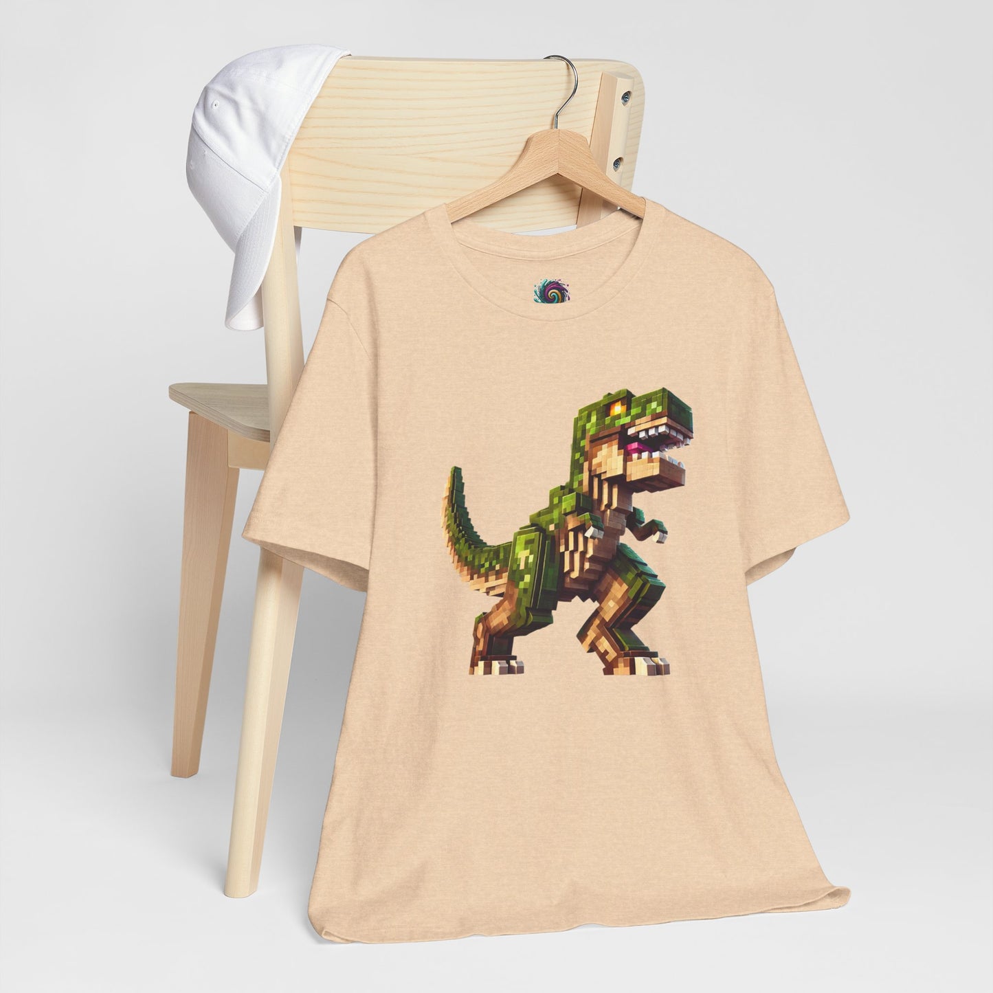 Pixel Dinosaur T-Shirt – Retro Dino Graphic Tee for Adults