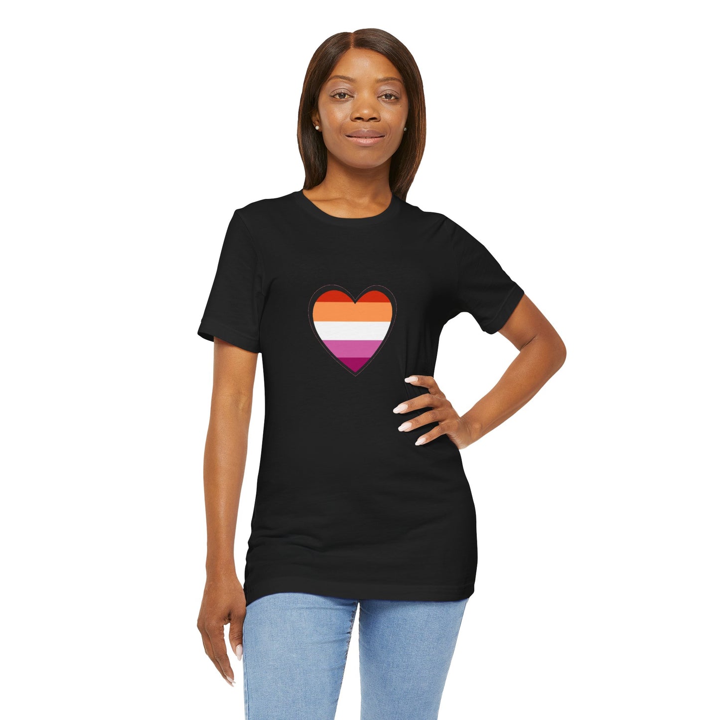 Lesbian Pride Flag Heart T-Shirt – Bold LGBTQ+ Graphic Tee - WhimSpin - https://whimspin.com