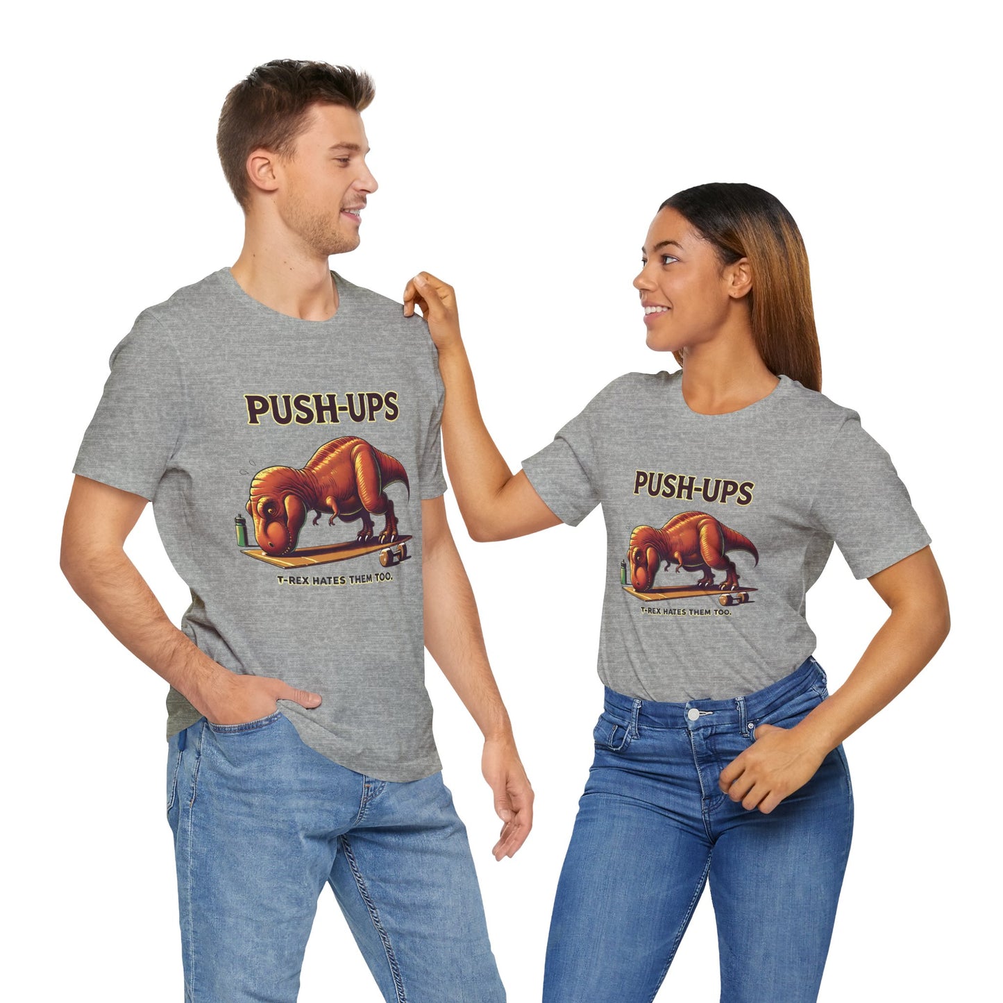 T-Rex Push-Up Graphic Tee – Funny Dinosaur Workout Graphic Shirt
