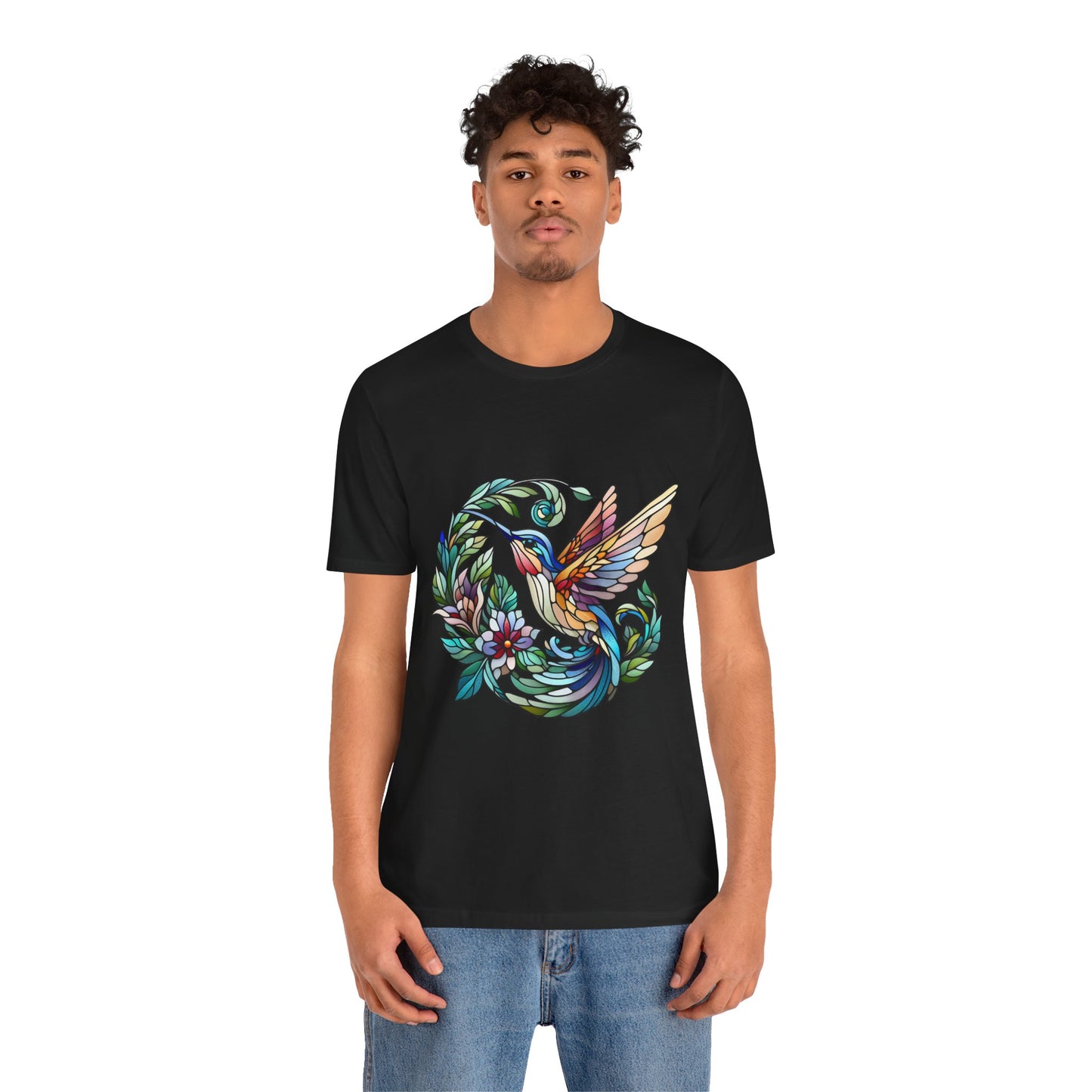 Stained Glass Hummingbird Tee – Vibrant Nature Shirt