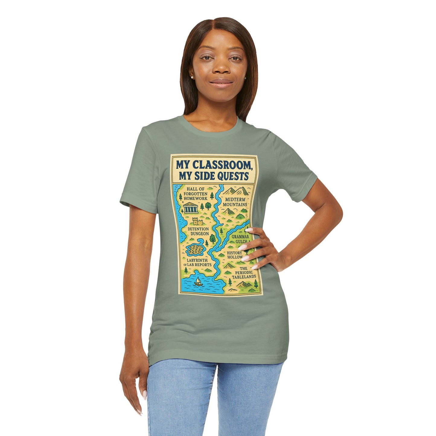My Classroom, My Side Quests T-Shirt – RPG Map Tee for Teachers