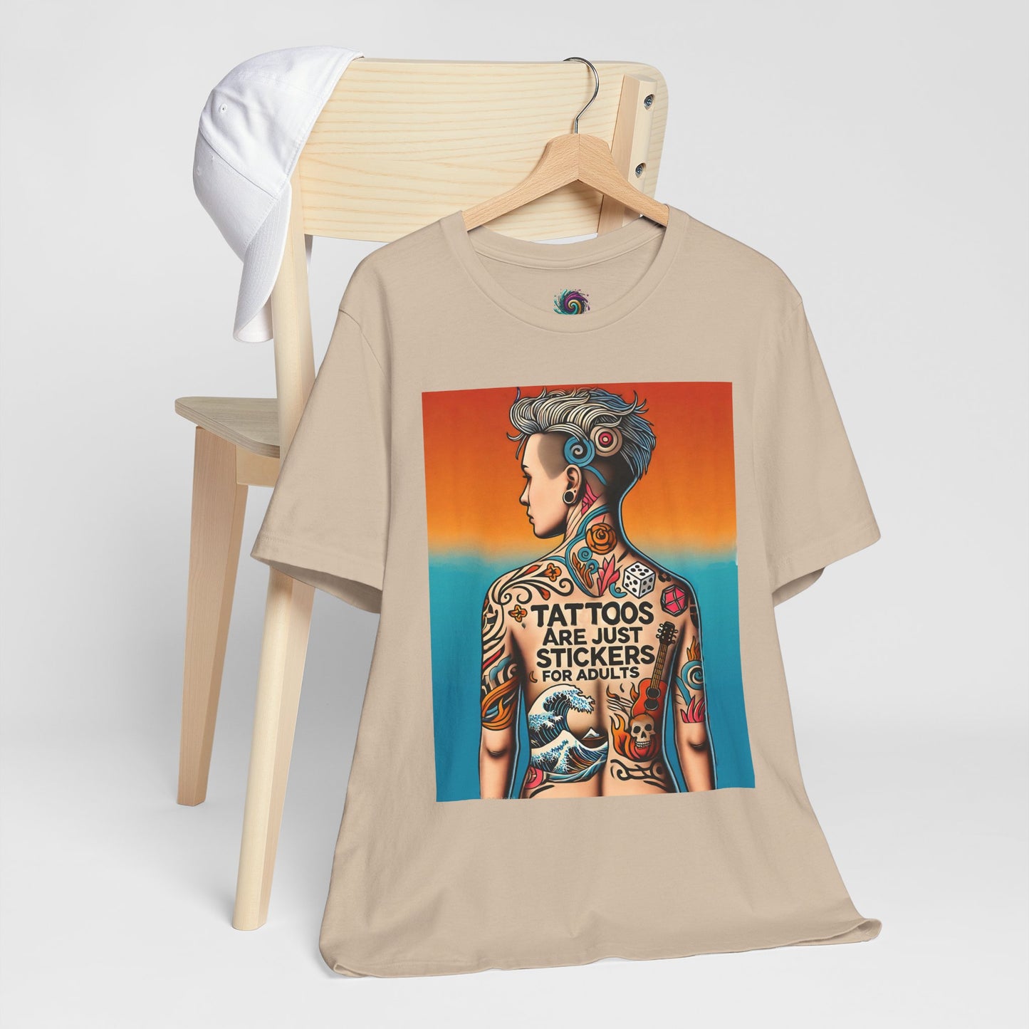 Tattoos Are Just Stickers for Adults T-Shirt – Funny Tattoo Lover Graphic Tee - WhimSpin - https://whimspin.com