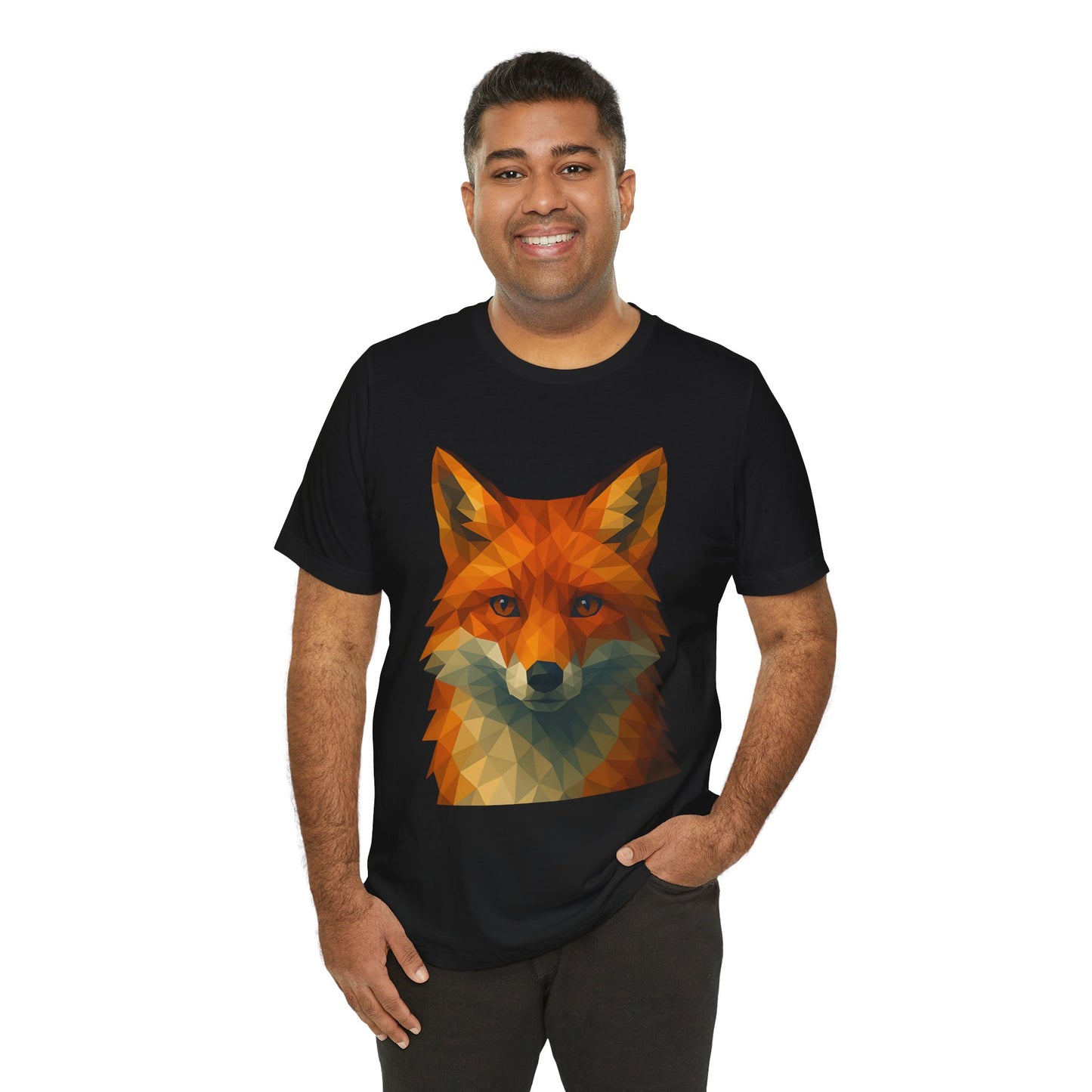 Geometric Fox T-Shirt – Polygon Animal Tee with Nature Vibes - WhimSpin - https://whimspin.com
