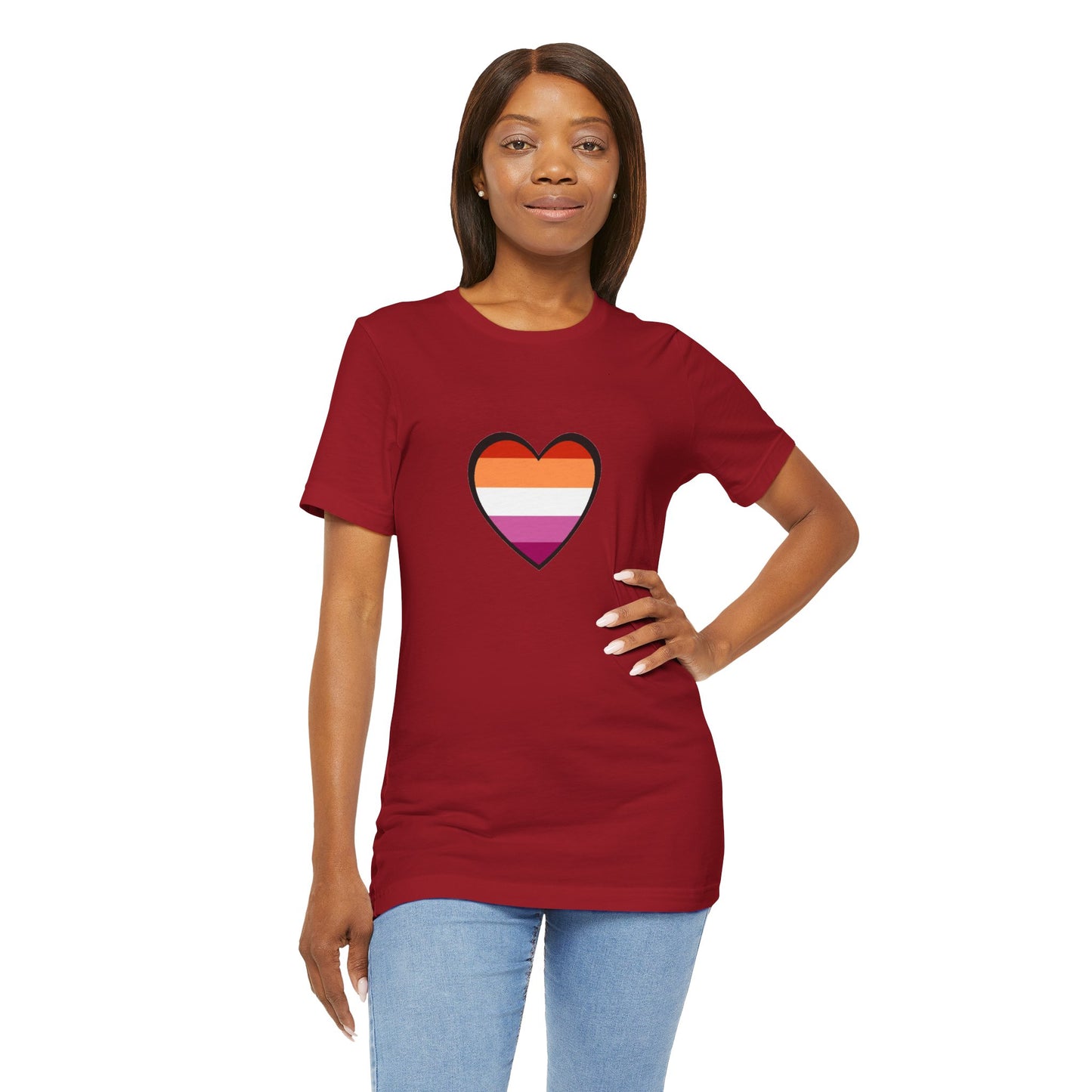 Lesbian Pride Flag Heart T-Shirt – Bold LGBTQ+ Graphic Tee - WhimSpin - https://whimspin.com