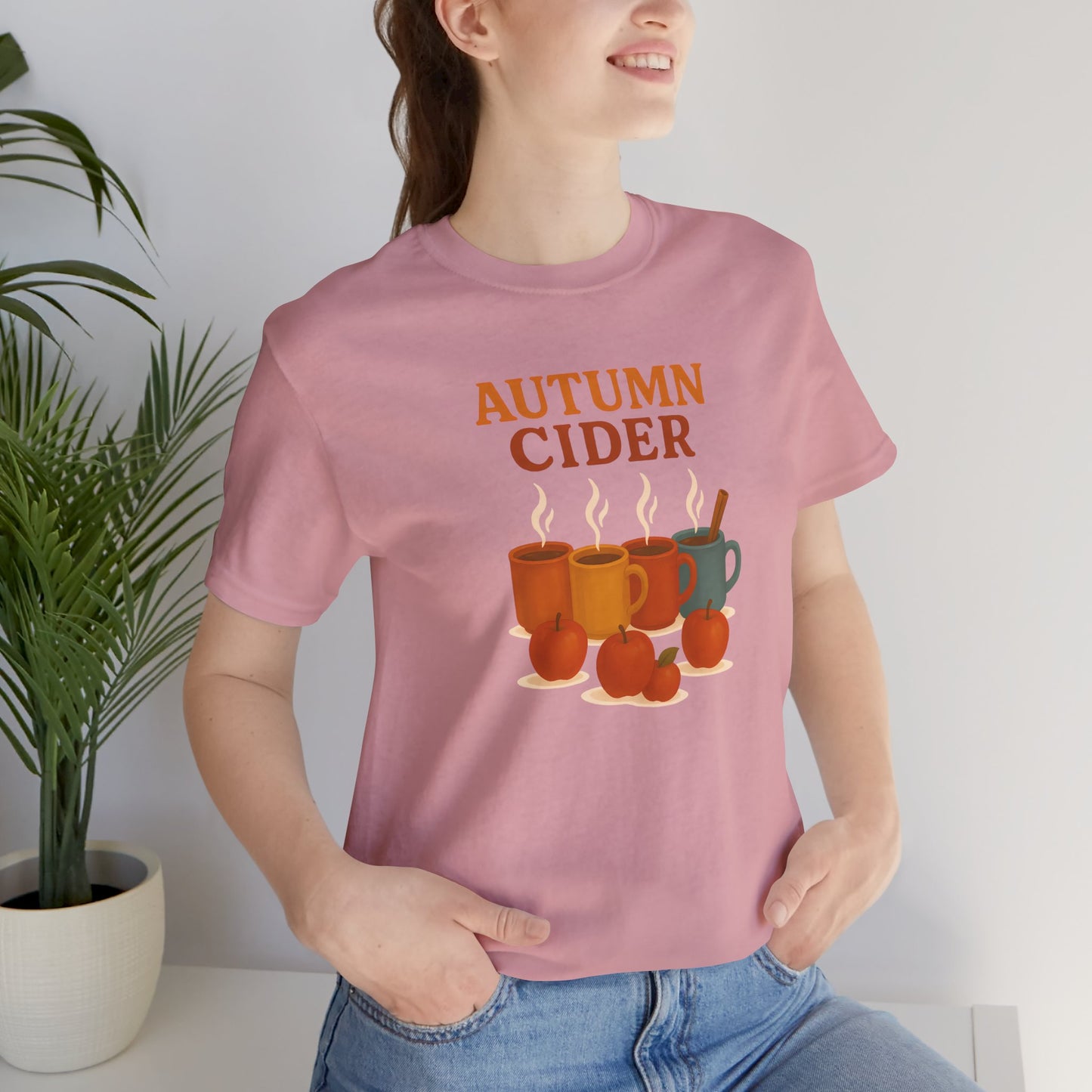 Autumn Cider T-Shirt – Cozy Fall Graphic Tee with Steaming Mugs