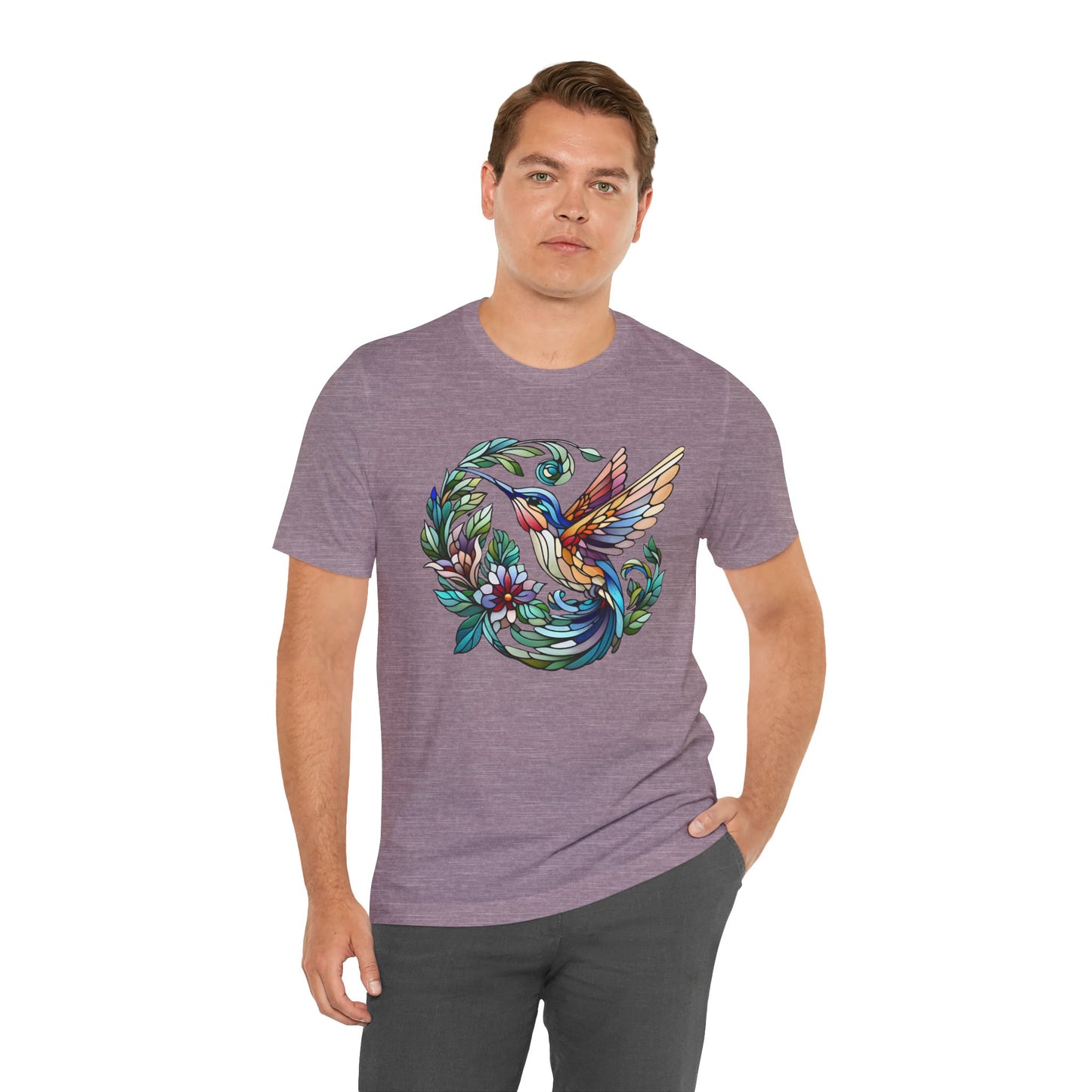 Stained Glass Hummingbird Tee – Vibrant Nature Shirt