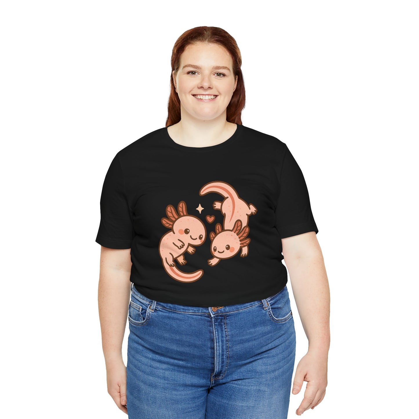 Kawaii Axolotl T-Shirt – Cute Tee with Smiling Axolotls - WhimSpin - https://whimspin.com