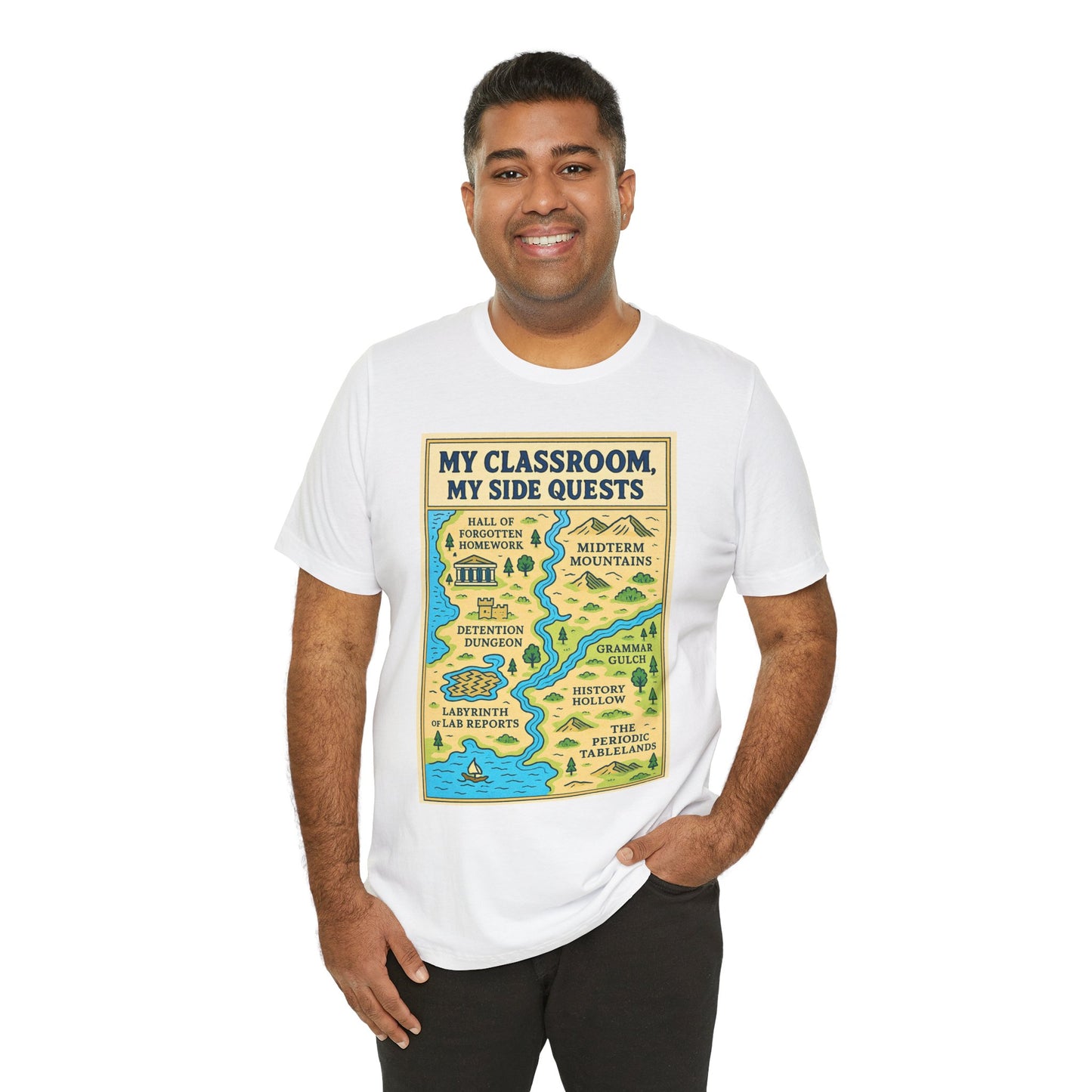 My Classroom, My Side Quests T-Shirt – RPG Map Tee for Teachers