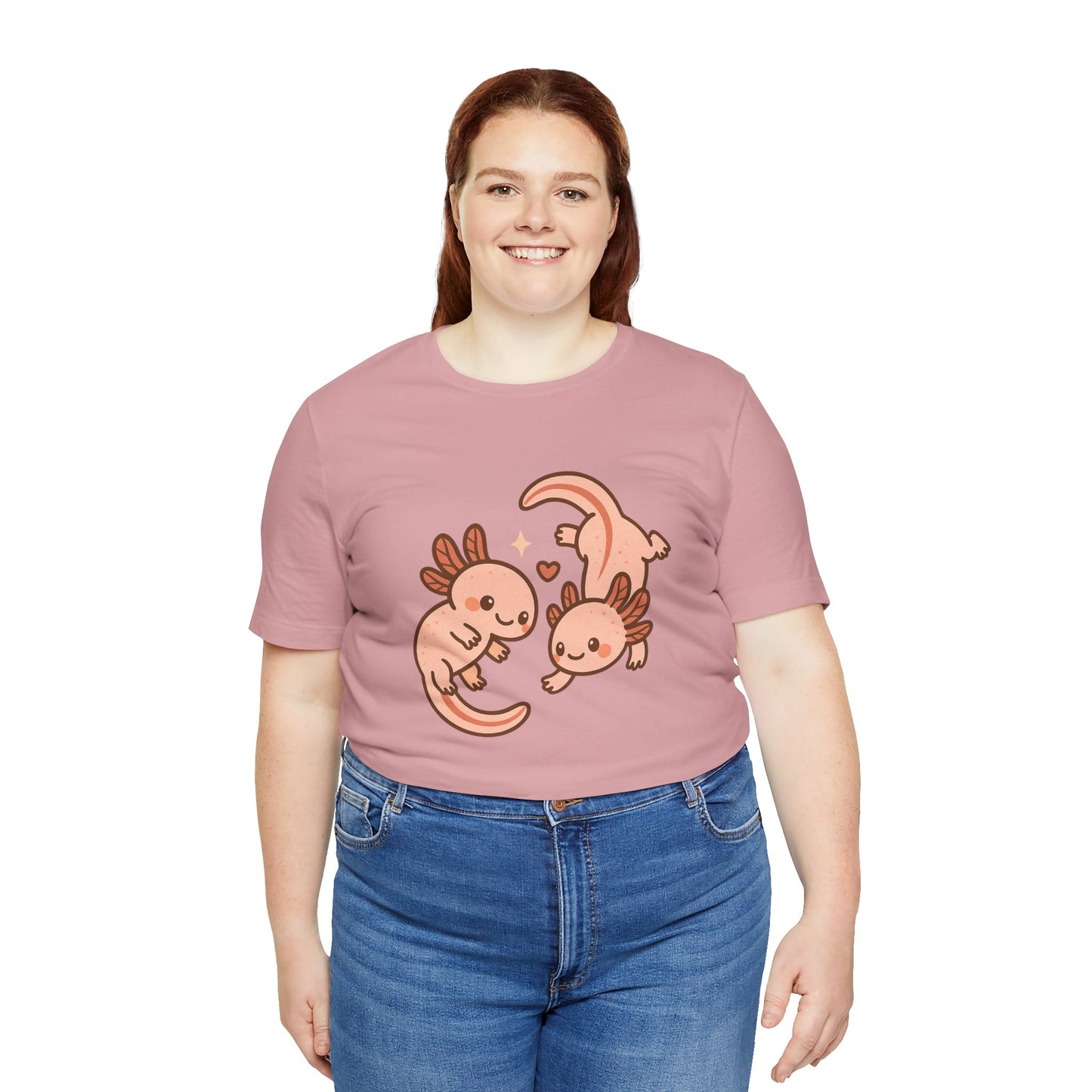 Kawaii Axolotl T-Shirt – Cute Tee with Smiling Axolotls - WhimSpin - https://whimspin.com