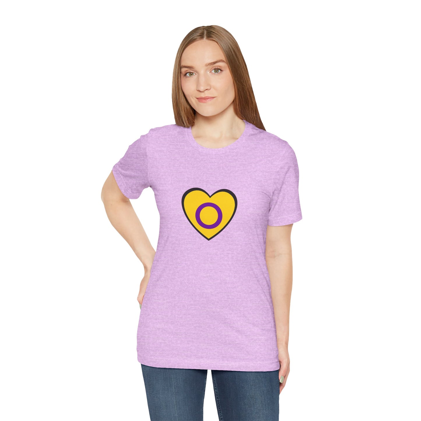 Intersex Pride Flag Heart T-Shirt – Minimalist LGBTQ+ Support Tee - WhimSpin - https://whimspin.com
