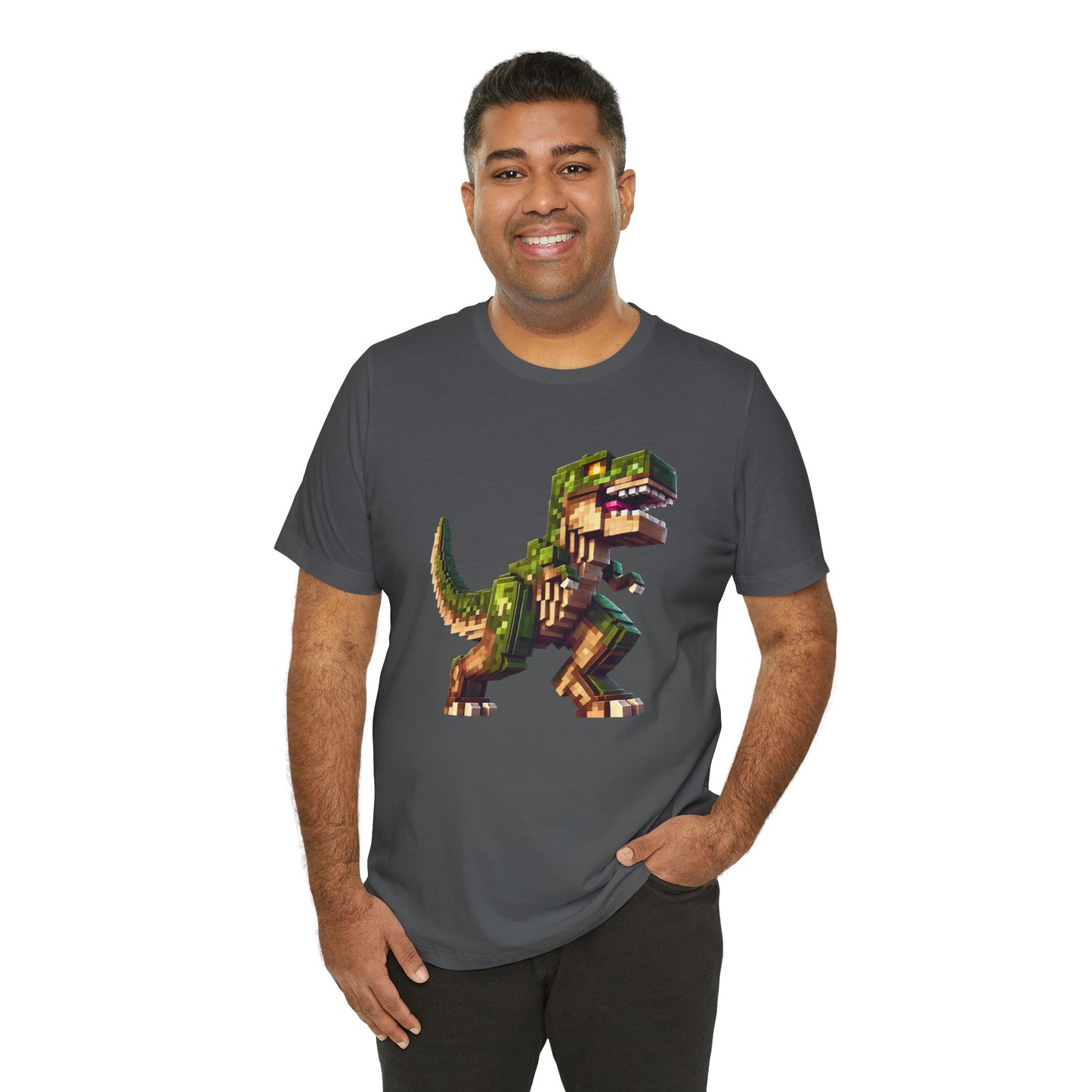 Pixel Dinosaur T-Shirt – Retro Dino Graphic Tee for Adults