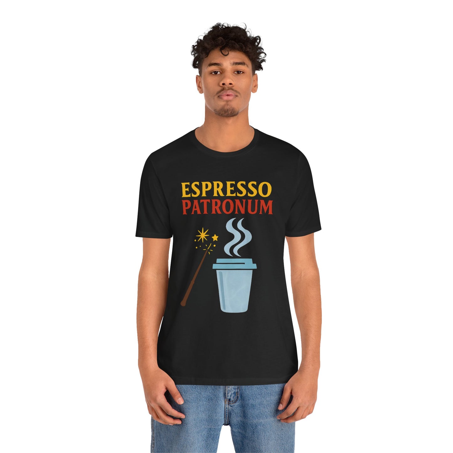 Espresso Patronum T-Shirt – Funny Coffee & Wizard Parody Tee