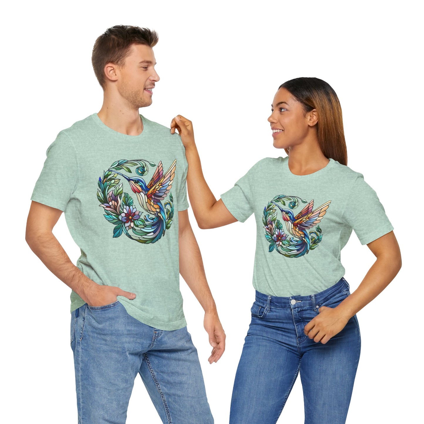 Stained Glass Hummingbird Tee – Vibrant Nature Shirt