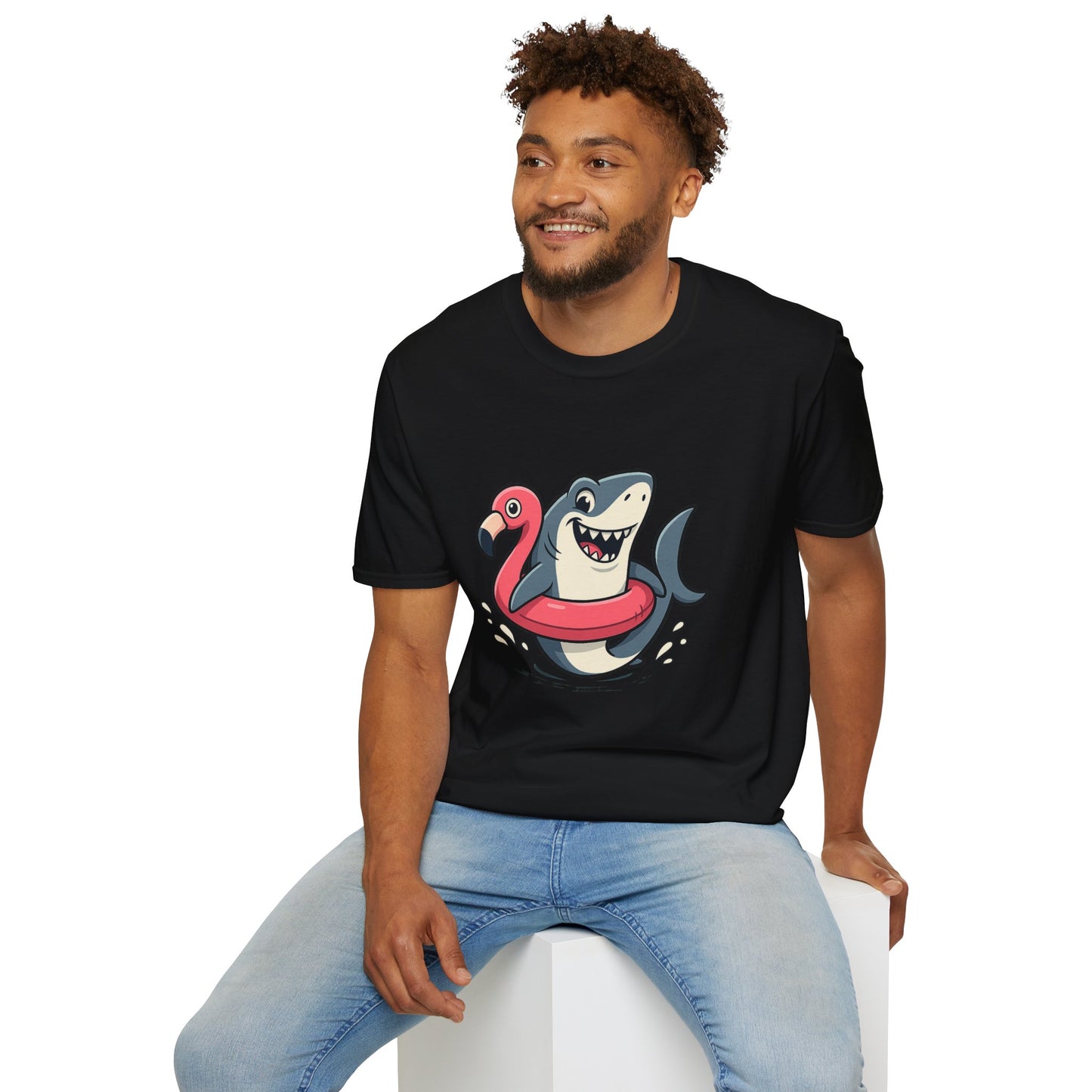 Shark & Flamingo Floatie T-Shirt – Funny Beach & Pool Day Tee