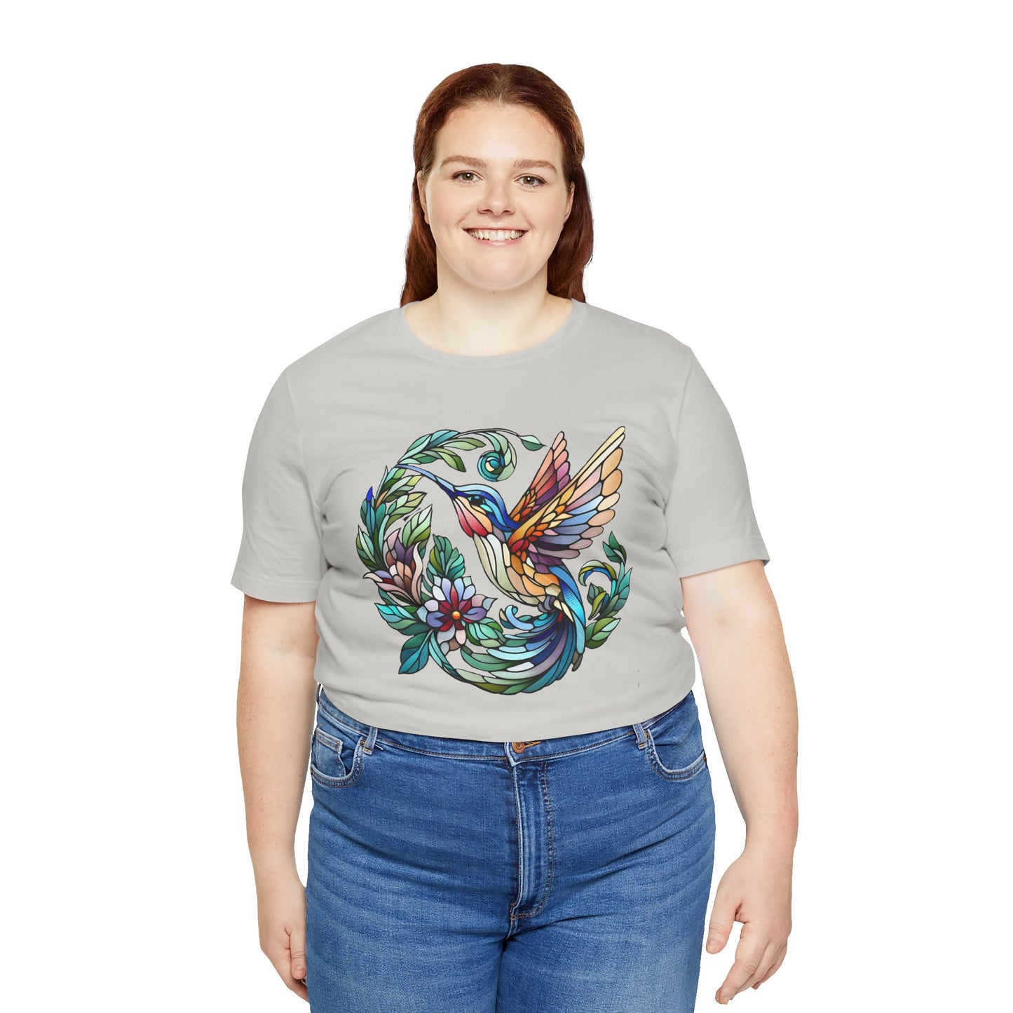 Stained Glass Hummingbird Tee – Vibrant Nature Shirt