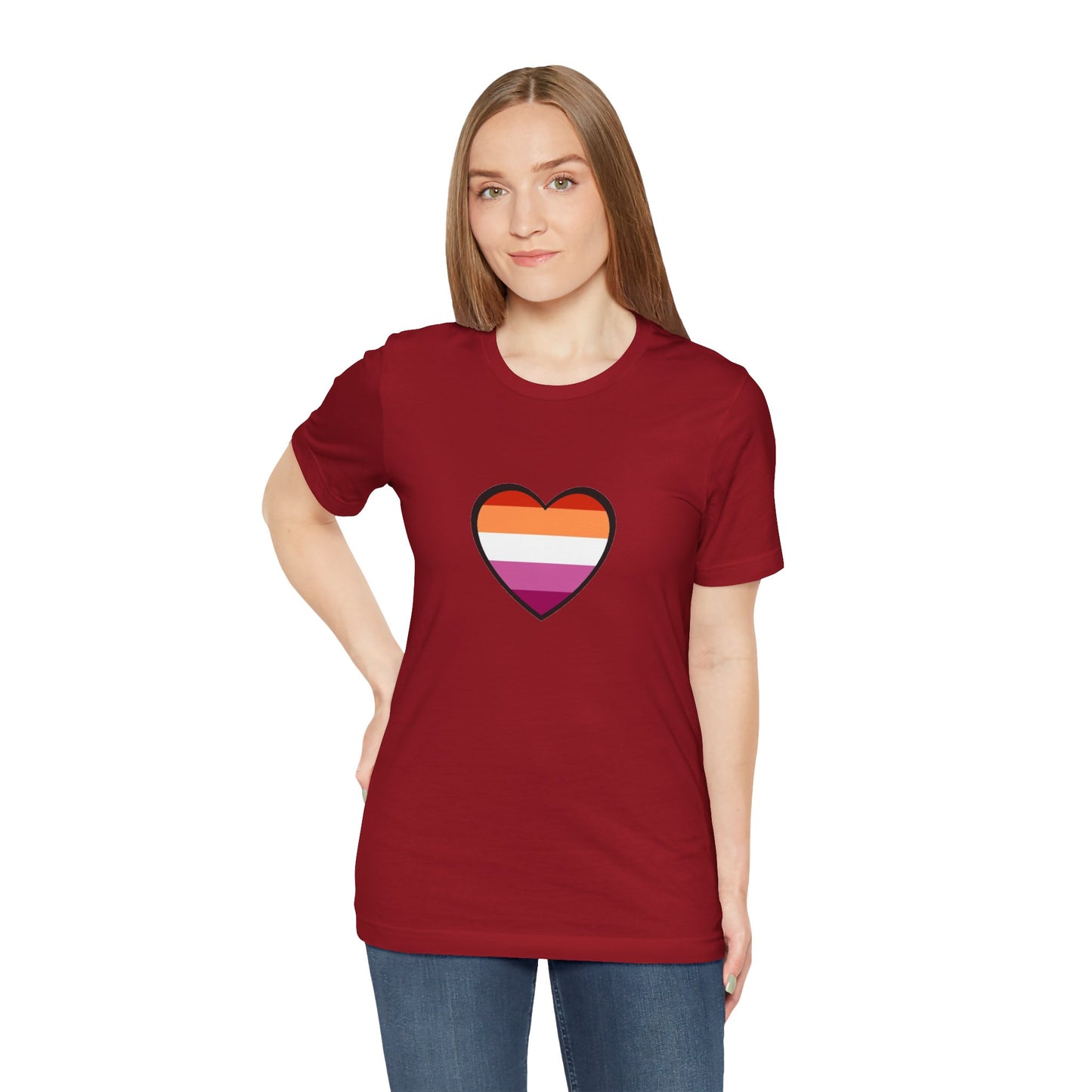 Lesbian Pride Flag Heart T-Shirt – Bold LGBTQ+ Graphic Tee - WhimSpin - https://whimspin.com